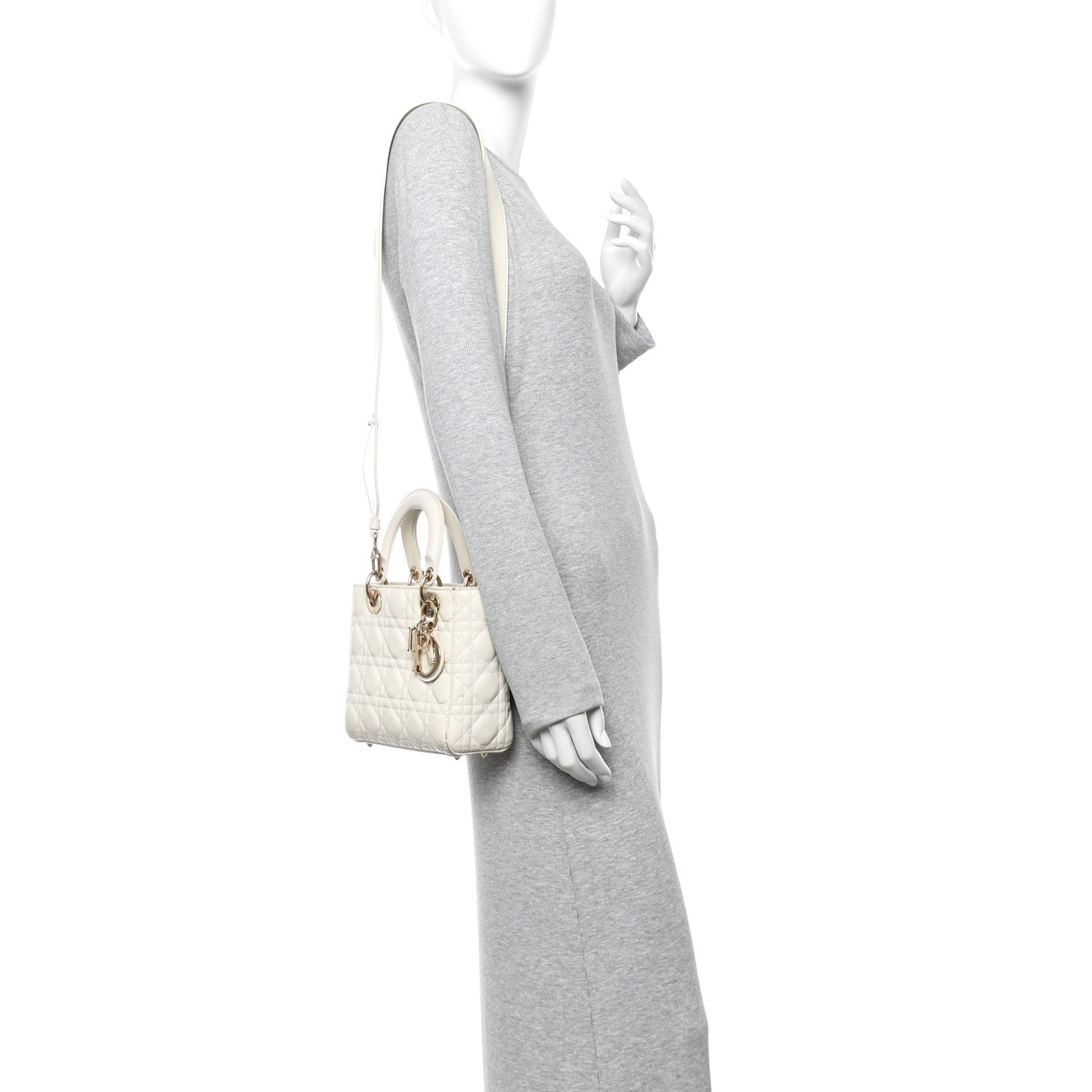 Lambskin Cannage Small My ABCDior Lady Dior White