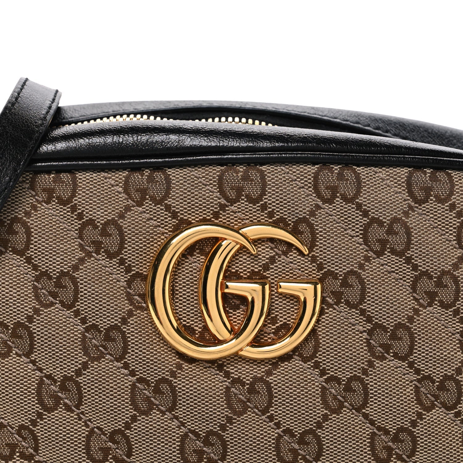 Monogram Matelasse Diagonal Small GG Marmont Chain Shoulder Bag Beige Black
