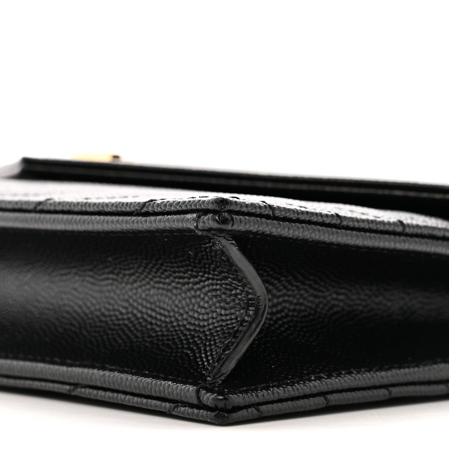 Grain De Poudre Matelasse Chevron Monogram Envelope Chain Wallet Black