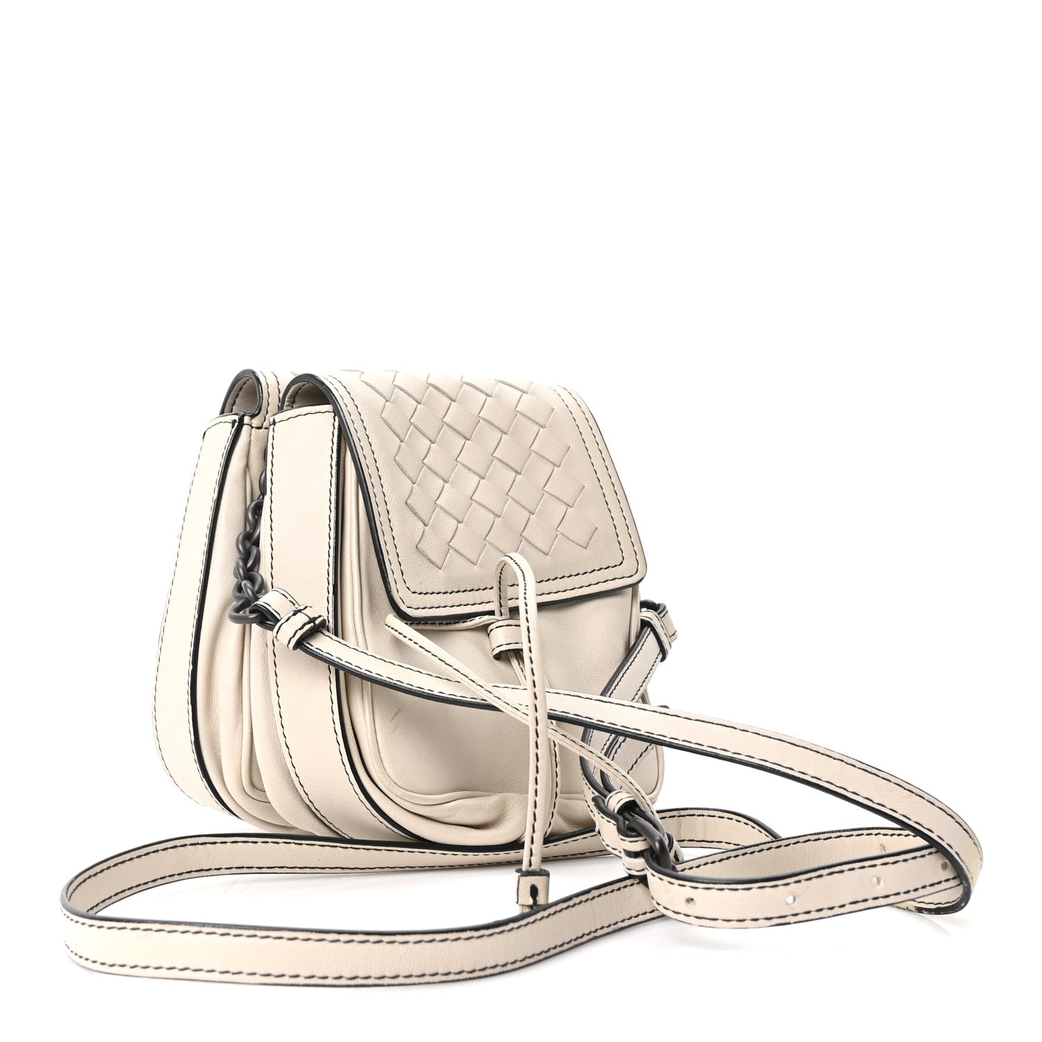 Nappa Intrecciato Double Pocket Crossbody Mist Black