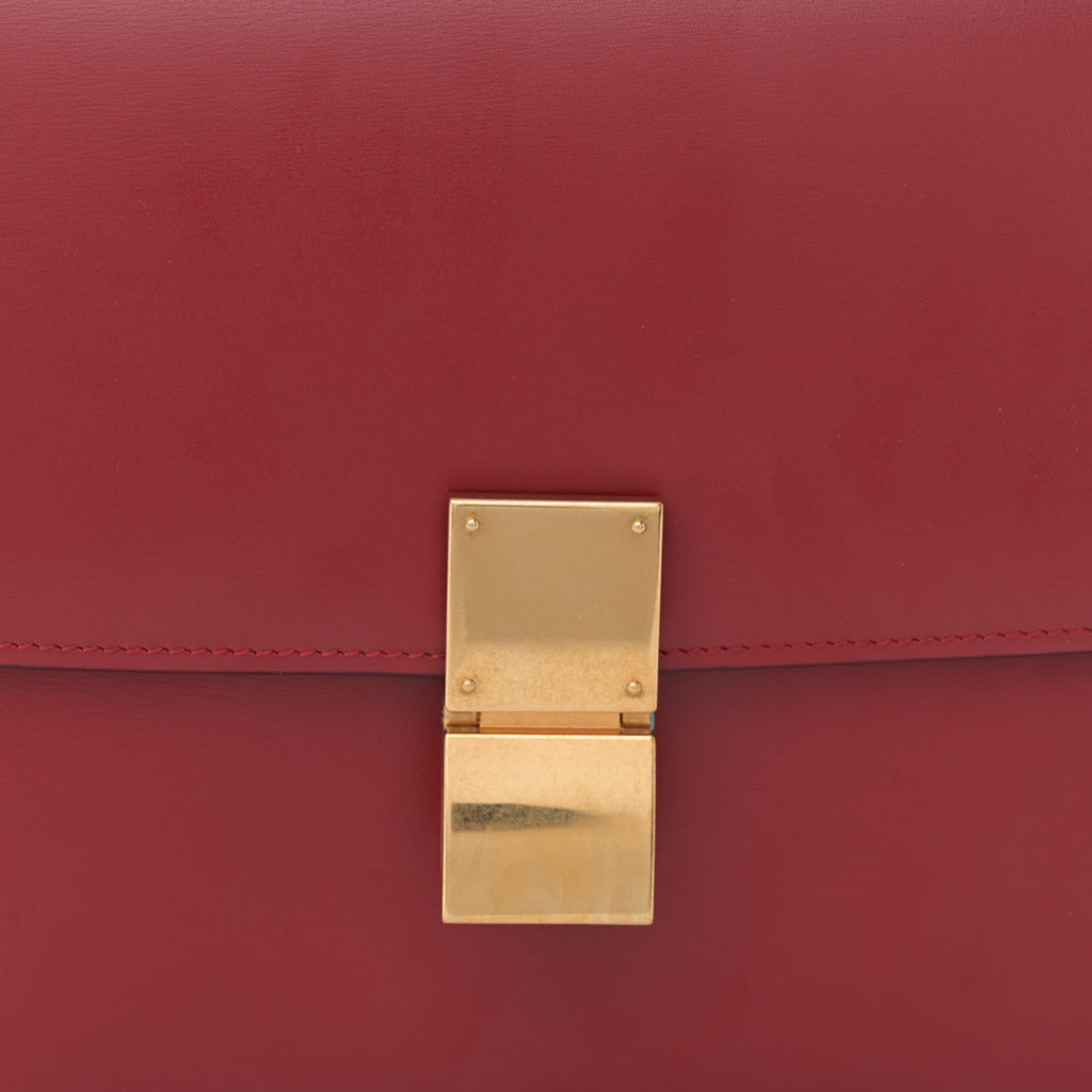 Box Calfskin Medium Classic Box Flap Bag Red