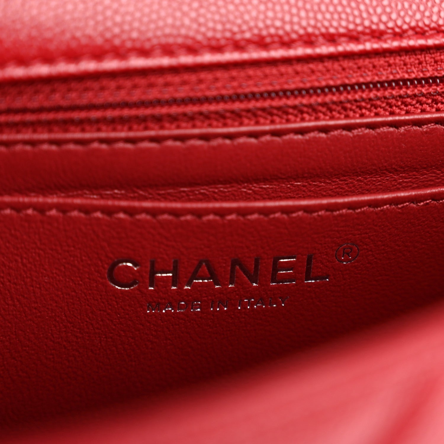 Caviar Quilted Mini Rectangular Flap Dark Red