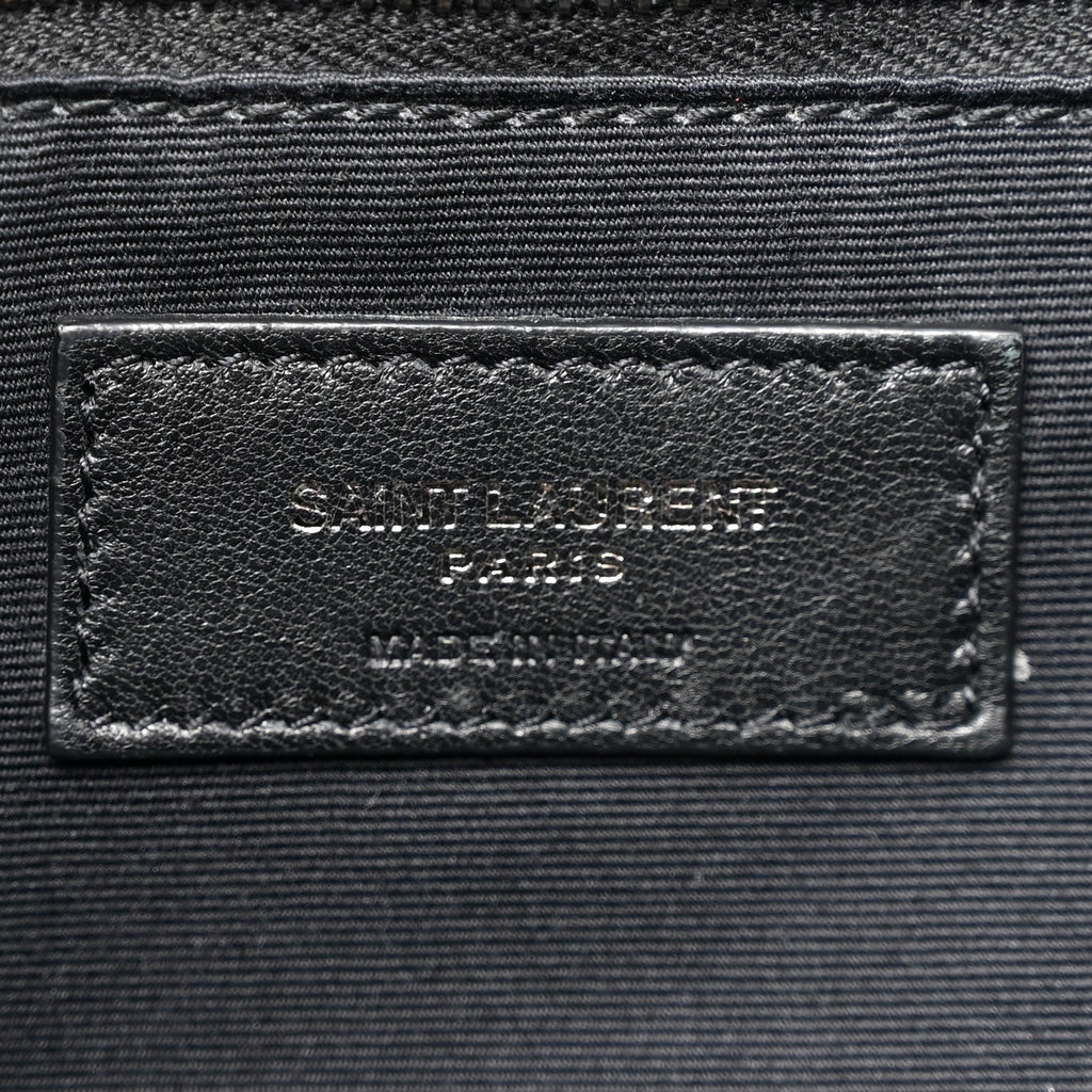 Crinkled Calfskin Matelasse Monogram Medium Niki Chain Satchel Black