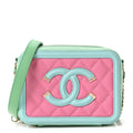 Caviar Quilted Filigree Vanity Clutch With Chain Pink Light Blue Green