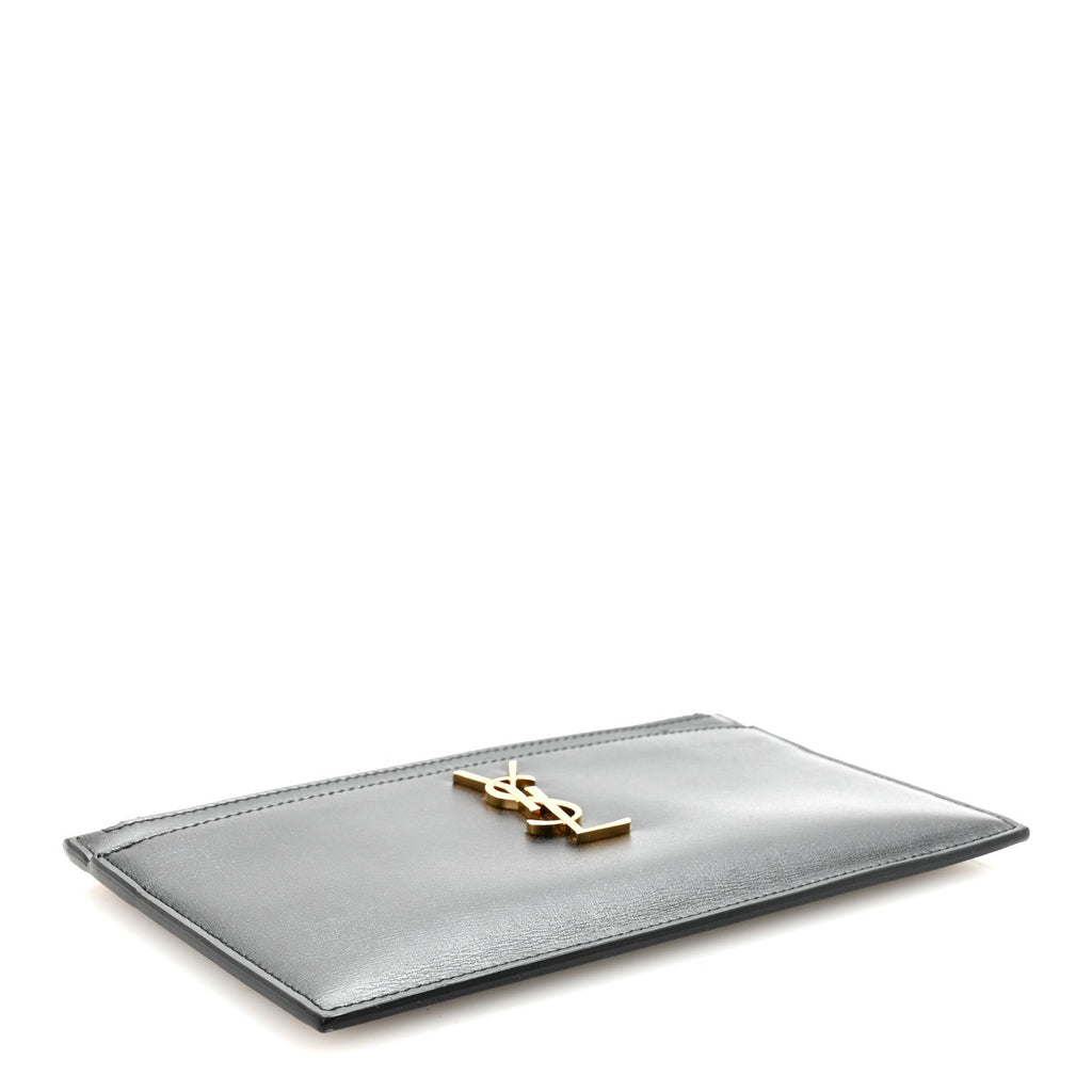 Smooth Calfskin Monogram Zip Bill Pouch Black