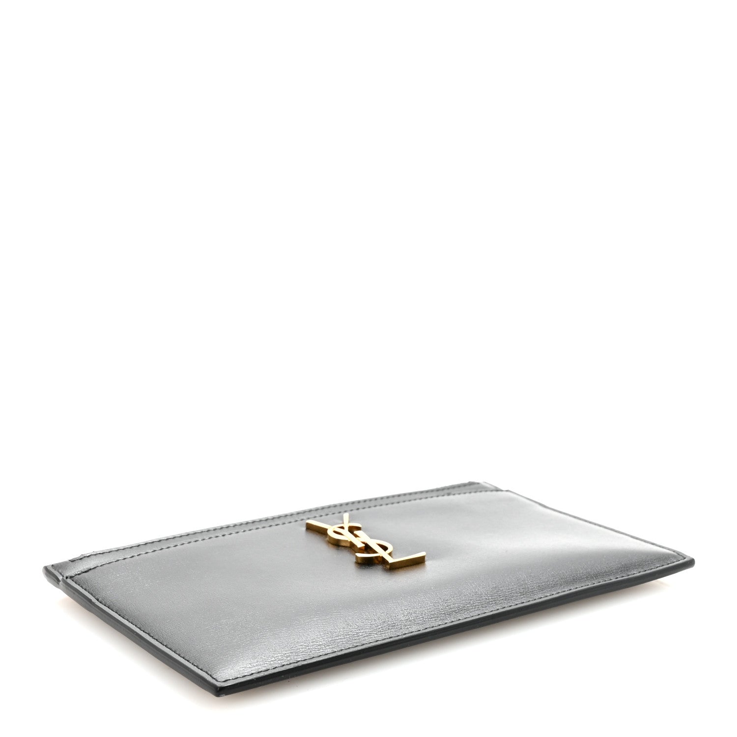 Smooth Calfskin Monogram Zip Bill Pouch Black