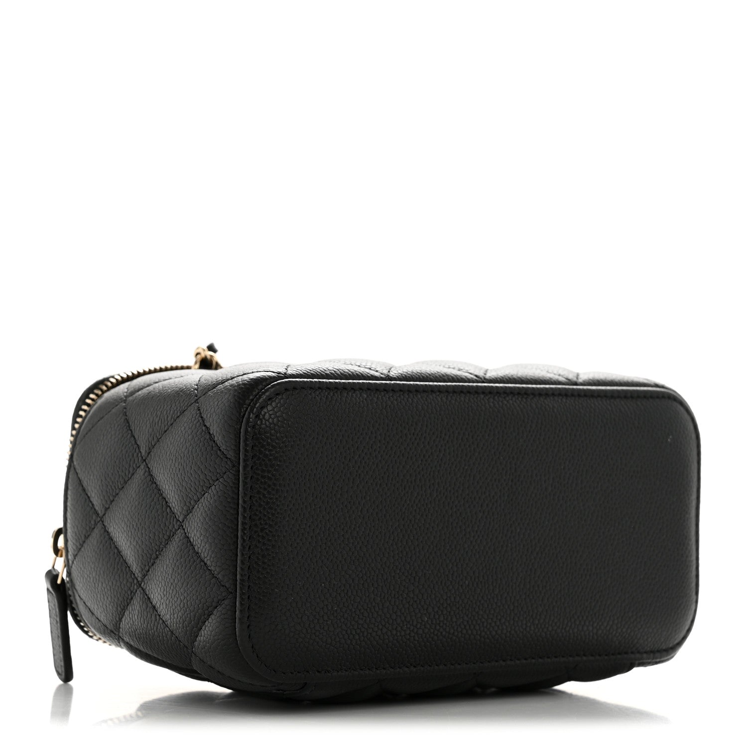 Caviar Quilted Small Tiny CC Vanity Case With Chain Black