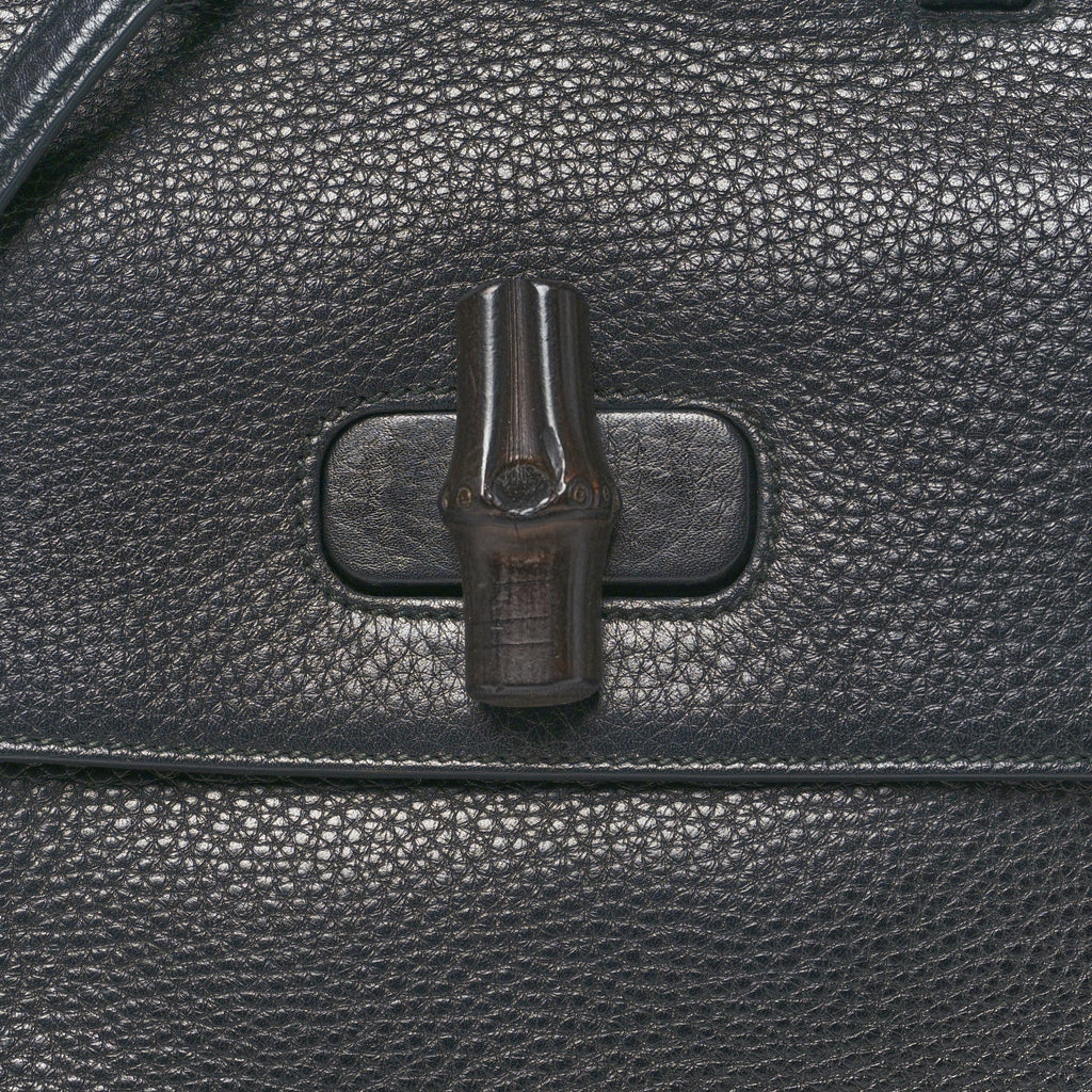 Cellarius Calfskin Medium Bamboo Daily Top Handle Bag Black