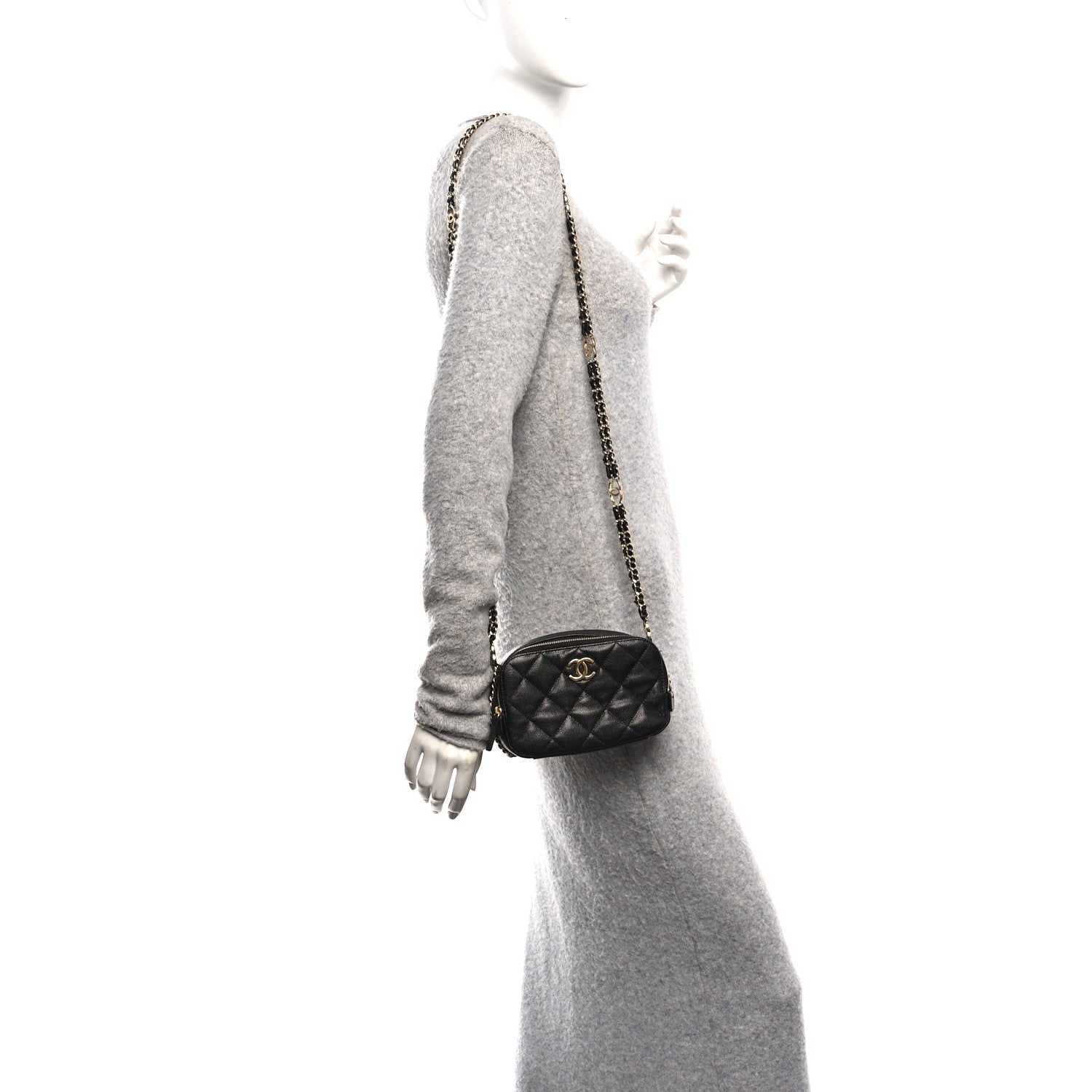 Caviar Quilted Mini CC You Camera Case Black
