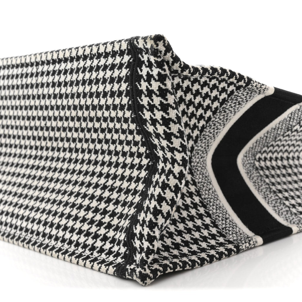 Canvas Houndstooth Embroidered Medium Book  Black White