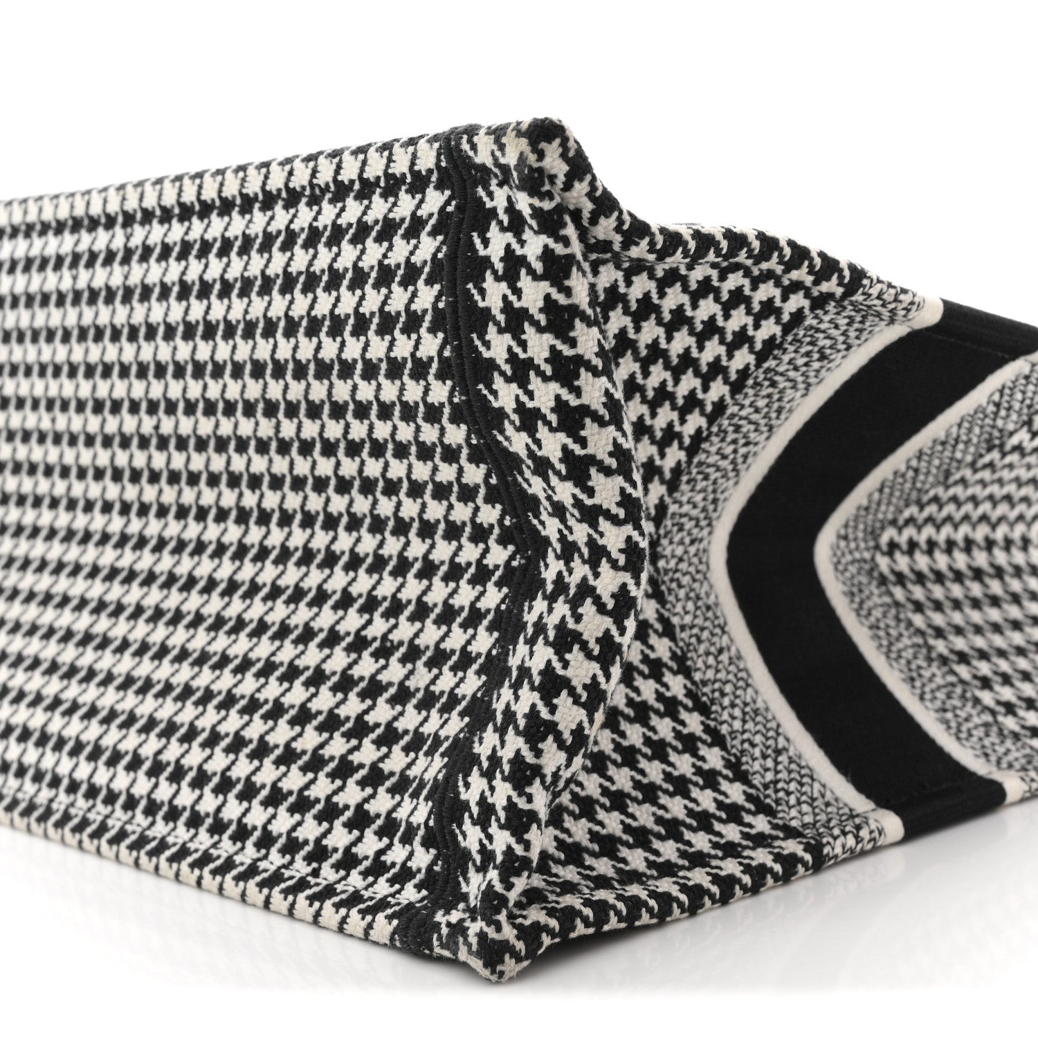 Canvas Houndstooth Embroidered Medium Book  Black White
