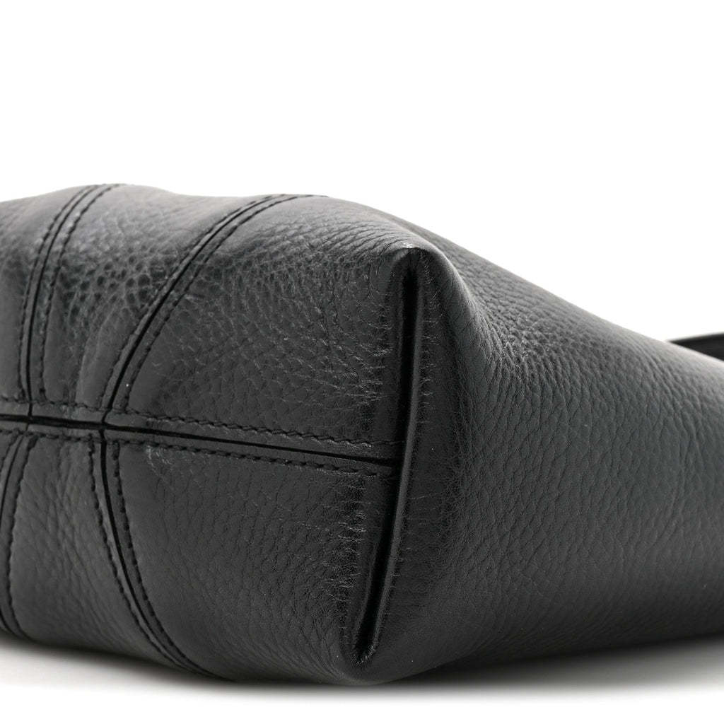 Grained Calfskin Small Spin Tote Black