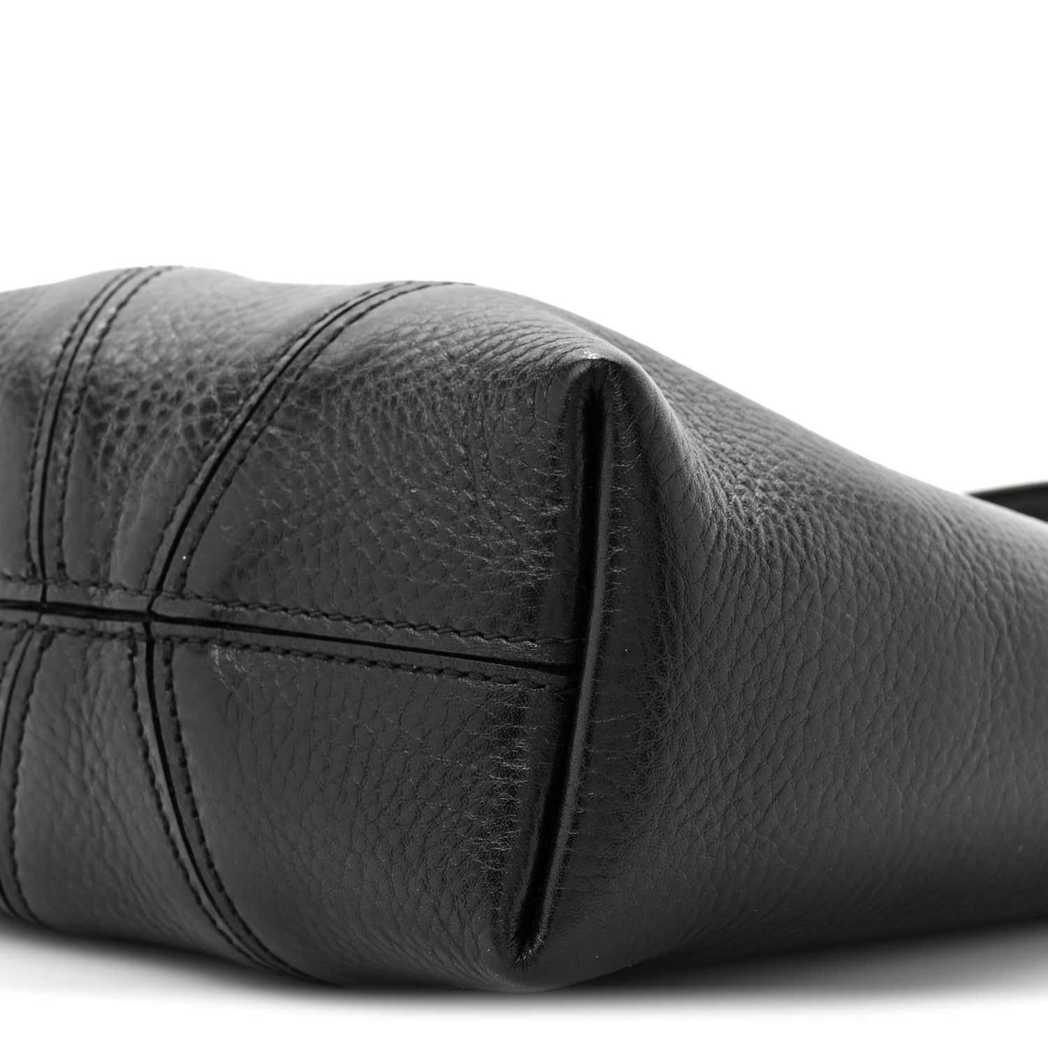 Grained Calfskin Small Spin Tote Black