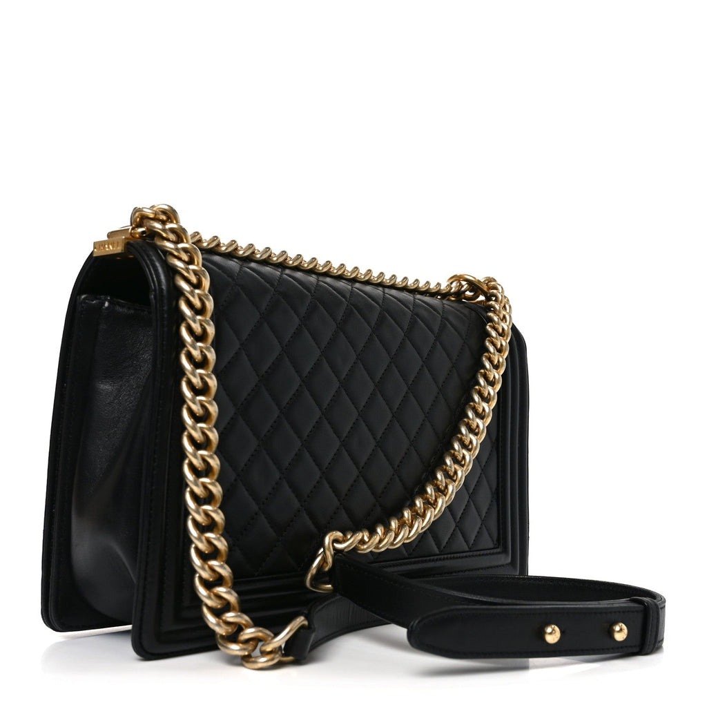 Lambskin Quilted New Medium Boy Flap Black