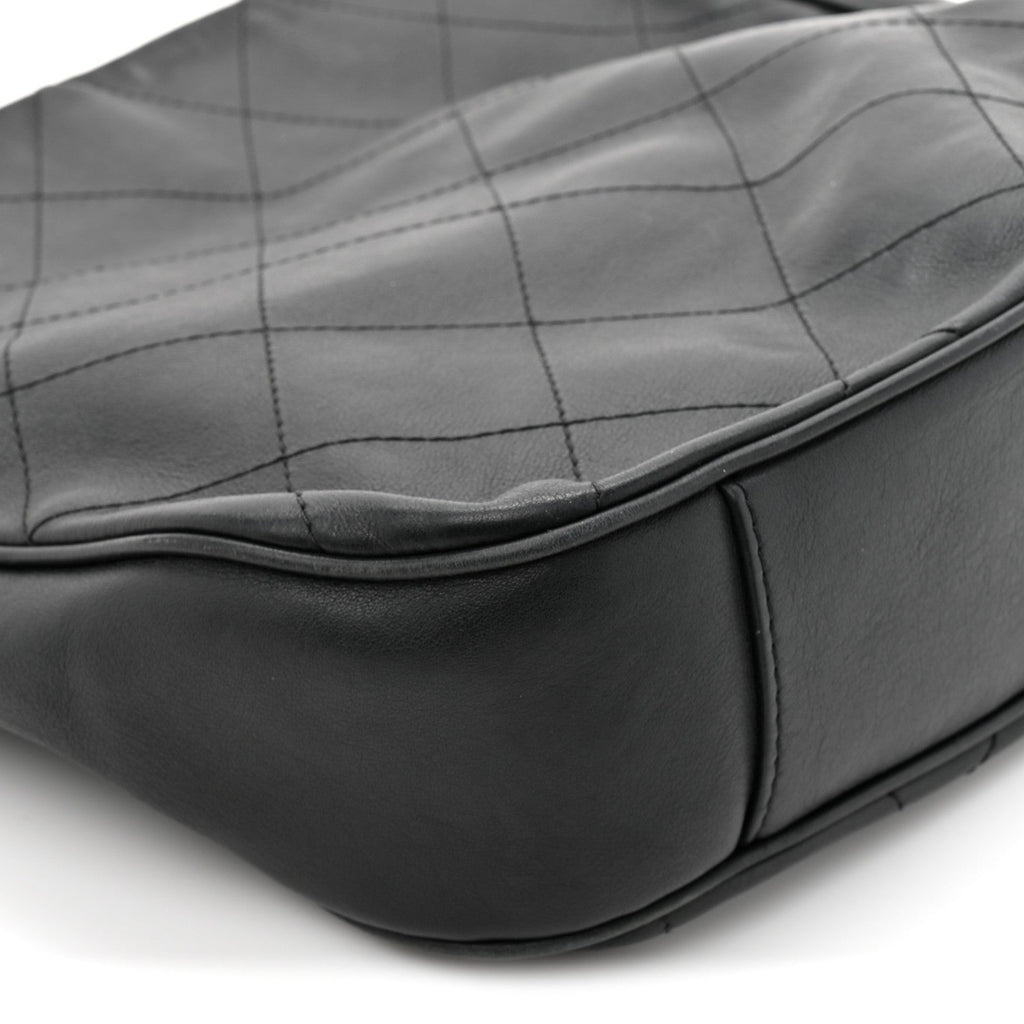Calfskin Stitched Hobo Black