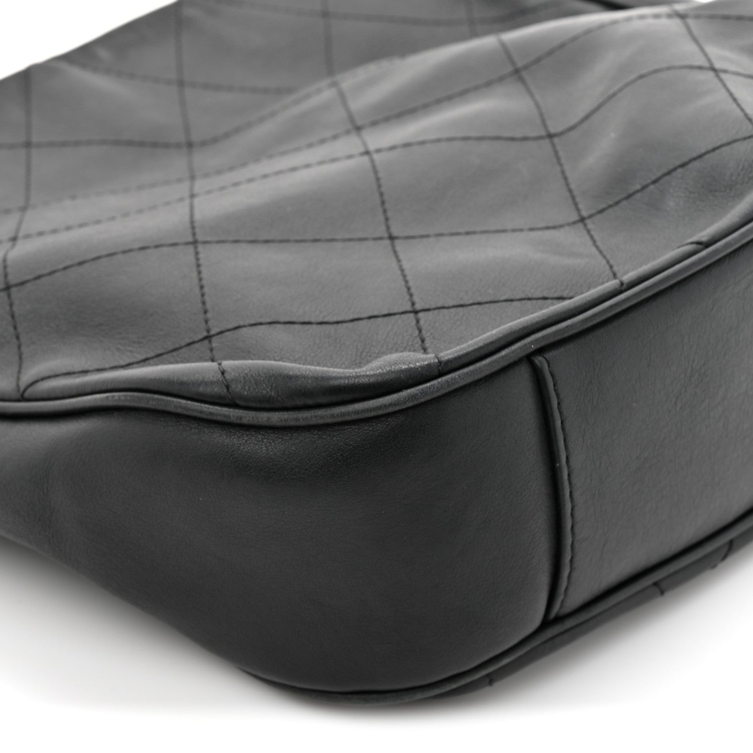 Calfskin Stitched Hobo Black