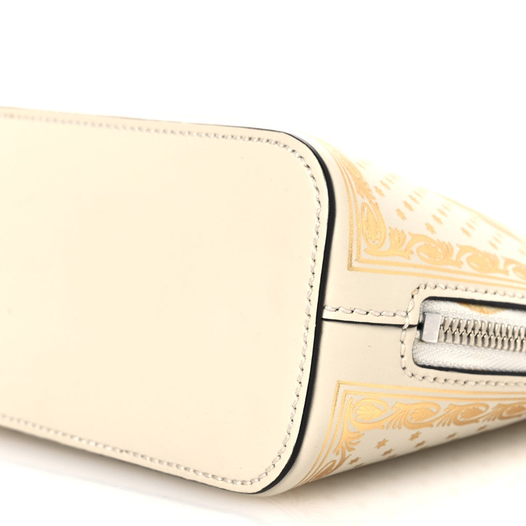 X SEGA Calfskin GUCCY Stars Mini Dome Shoulder Bag Mystic White Gold
