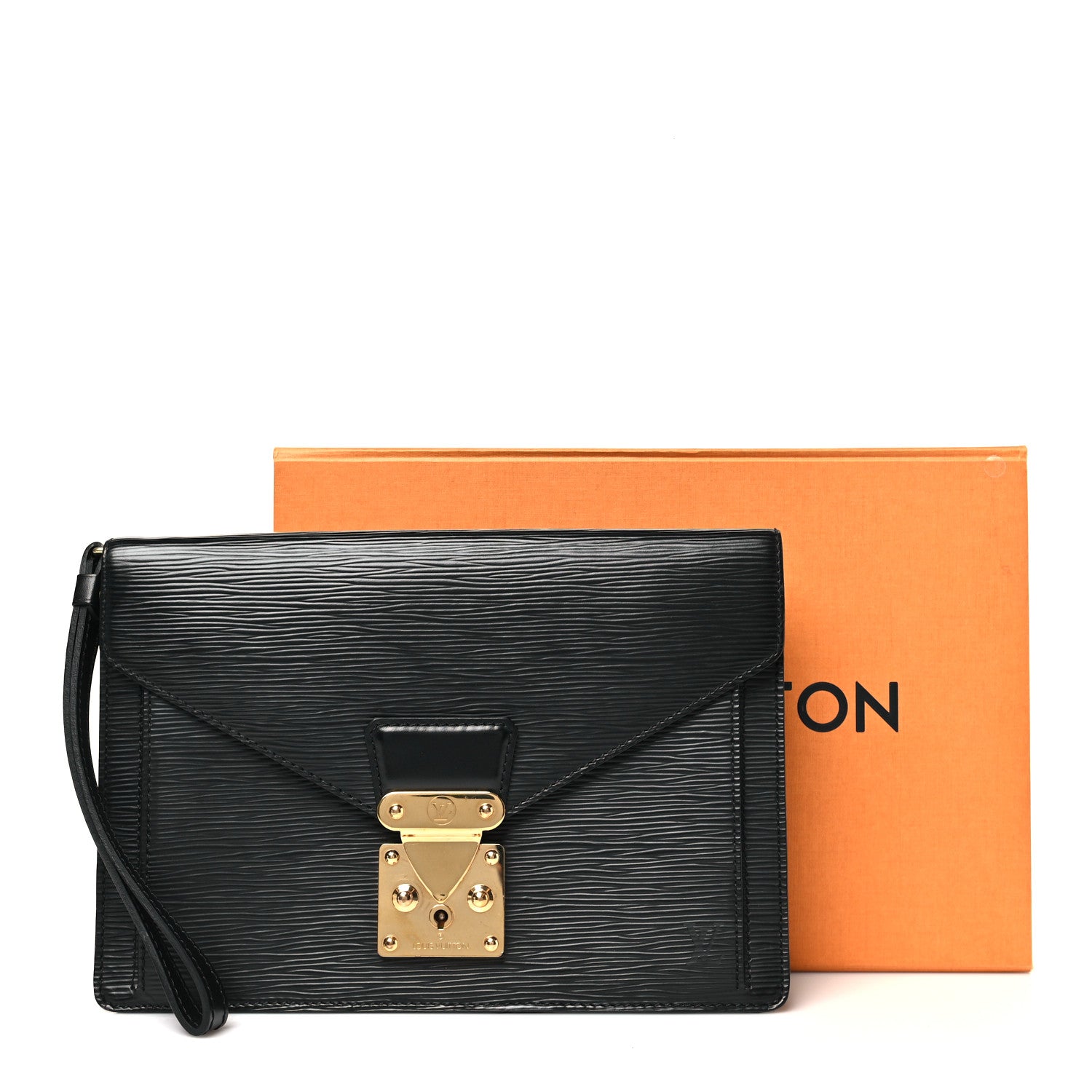 Epi Pochette Sellier Dragonne Clutch Black