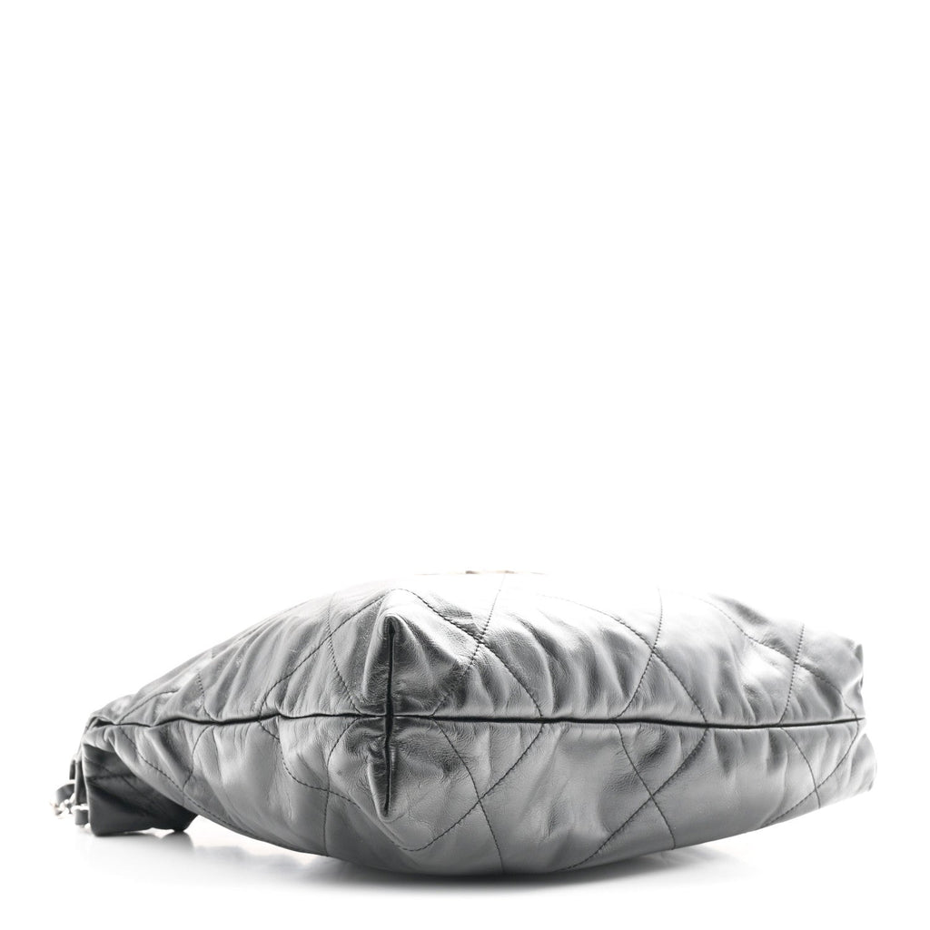 Shiny Calfskin Quilted Small Chanel 22 Black