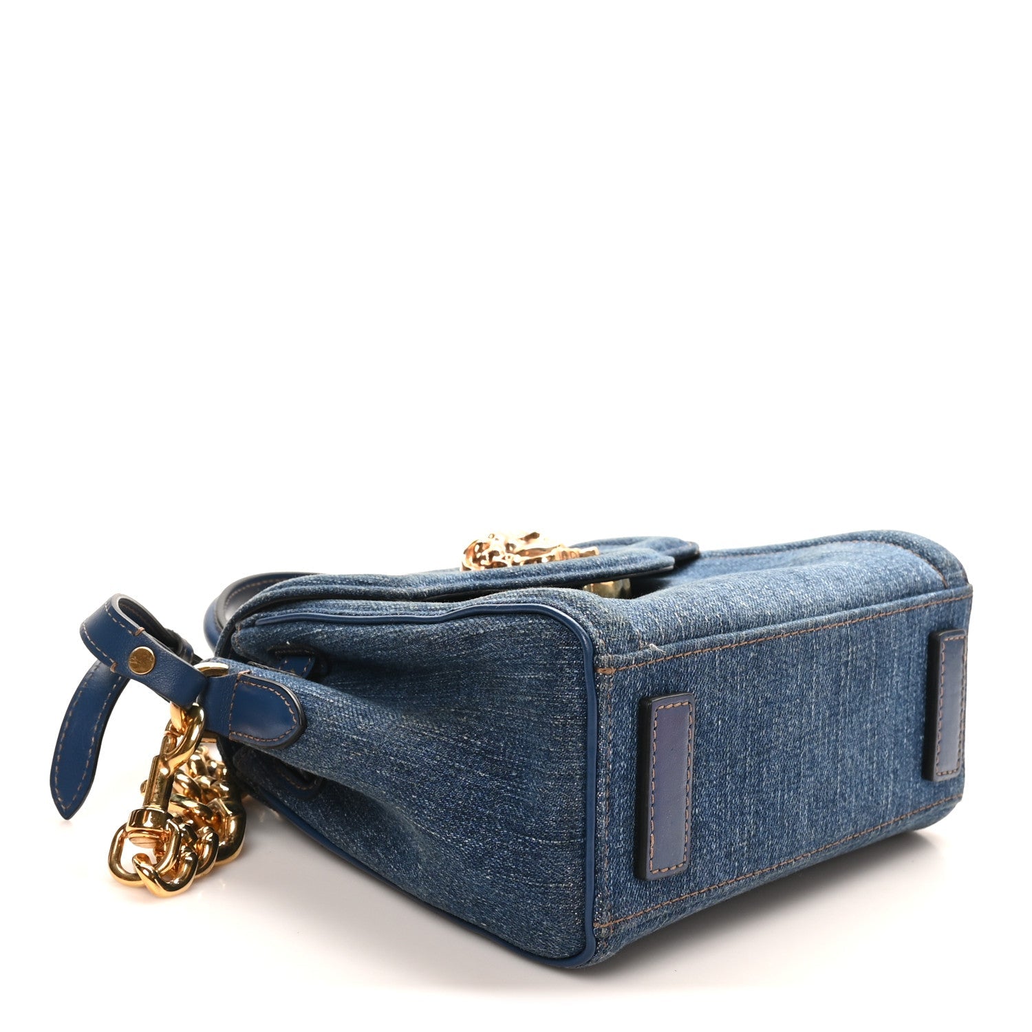 Denim La Medusa Chain Tote Navy Blue