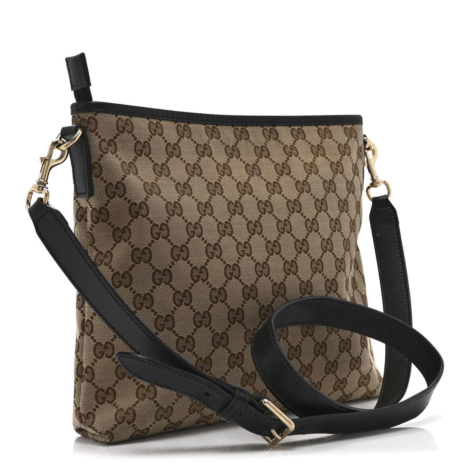 GG Monogram Web Flat Messenger Bag Black