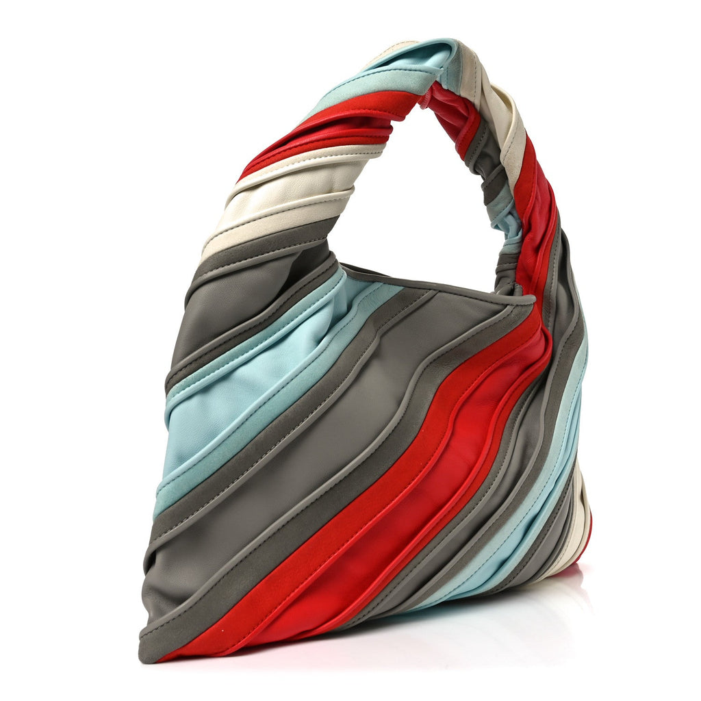 Calfskin Striped Small Hop Ivory Multicolor