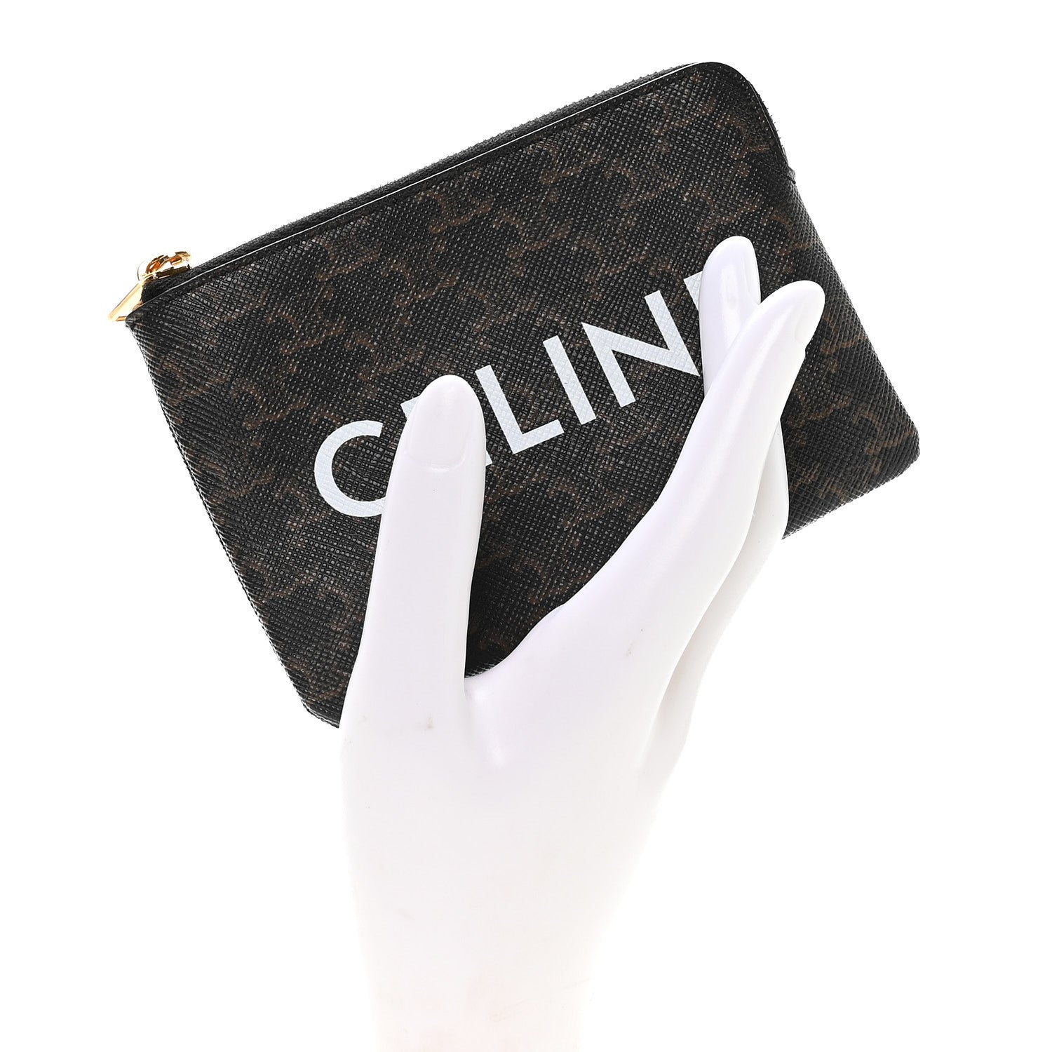 Triomphe Canvas Logo Coin and  Pouch With Hook Black