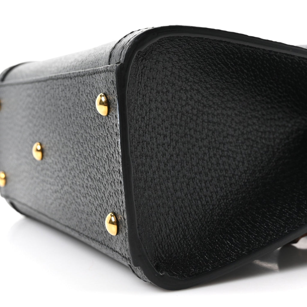 Textured Dollar Calfskin Web Small Diana Tote Bag Black Dusty Grey