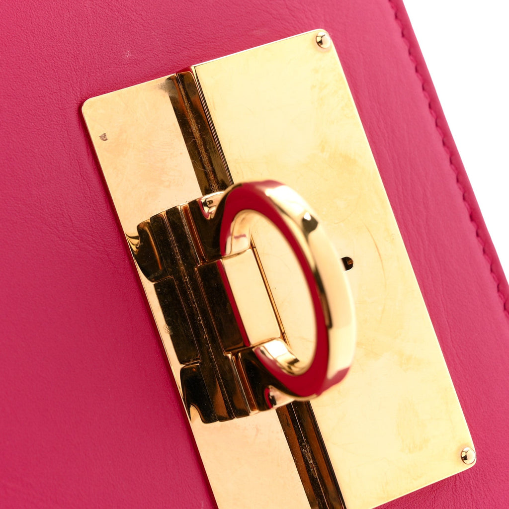 Smooth Calfskin Aileen Gancio Lock Shoulder Bag Pink