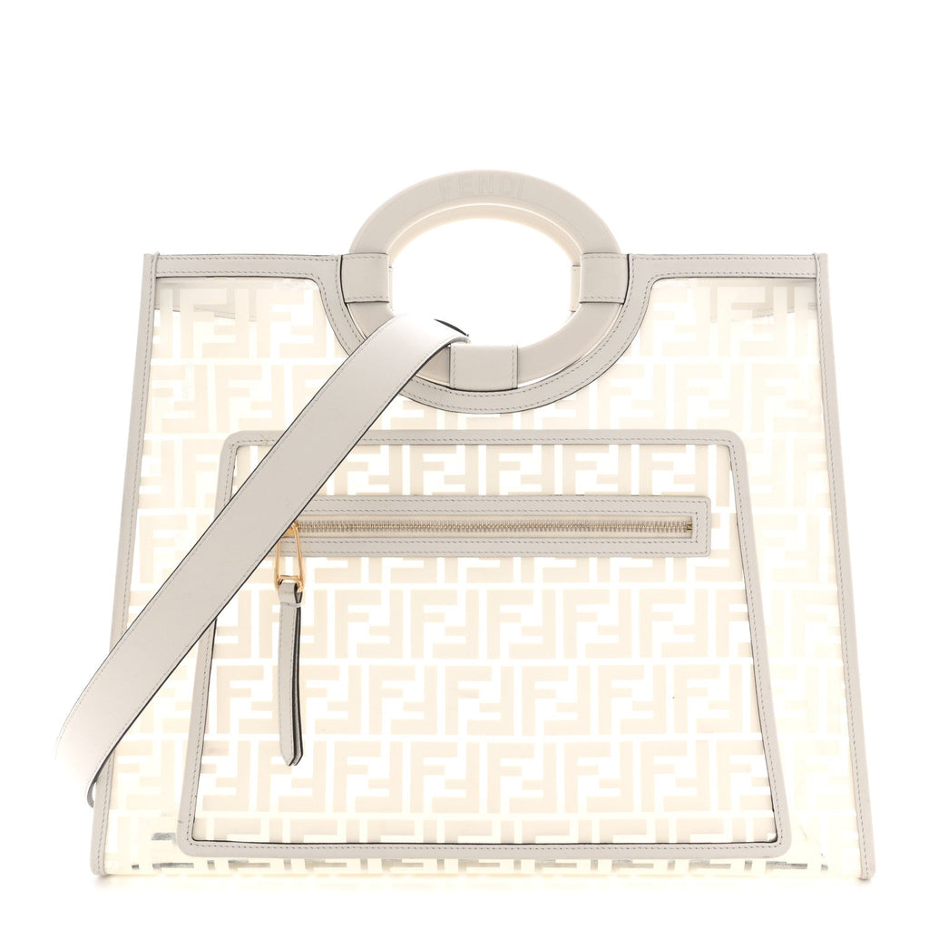TPU FF Vitello Century Plexiglass Medium Runaway Shopper Tote White
