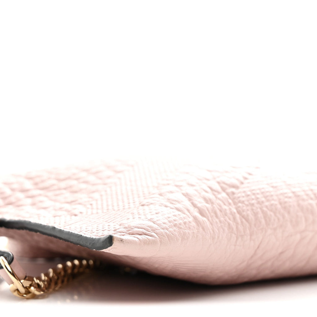 Signature Grain Calfskin Check Embossed Peyton Crossbody Clutch Bag Pale Orchid