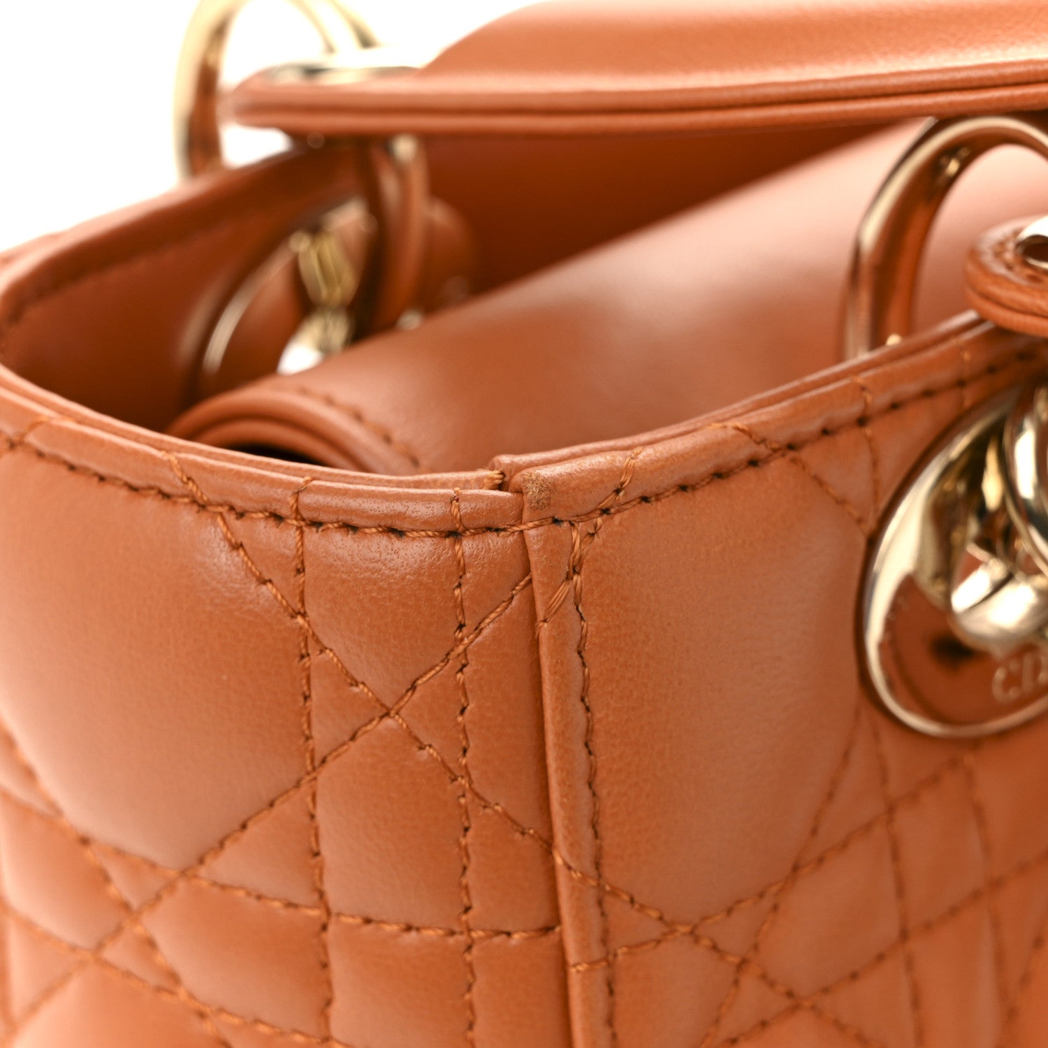 Lambskin Cannage Small Lucky Badges My Lady Dior Orange