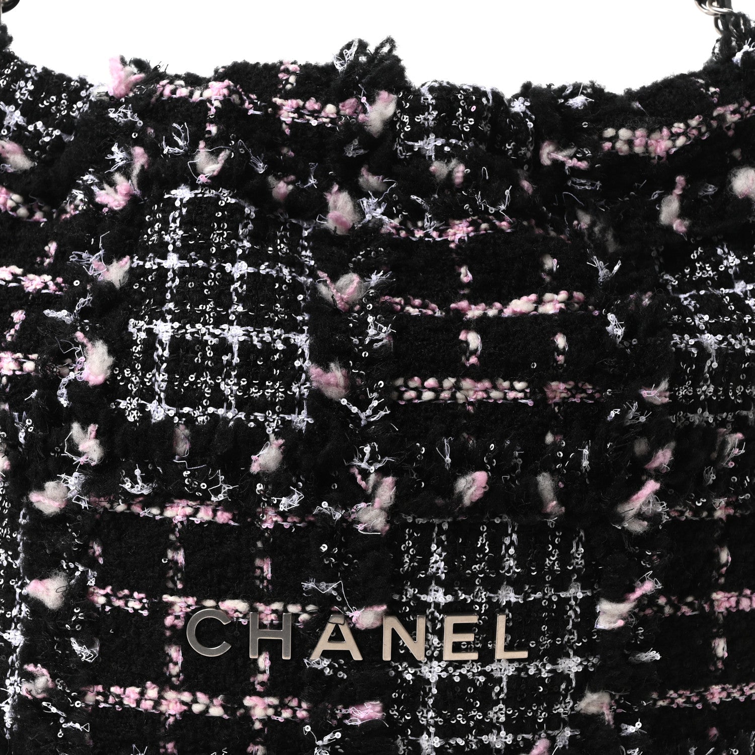 Tweed Patchwork Quilted Small Chanel 22 Black Pink White