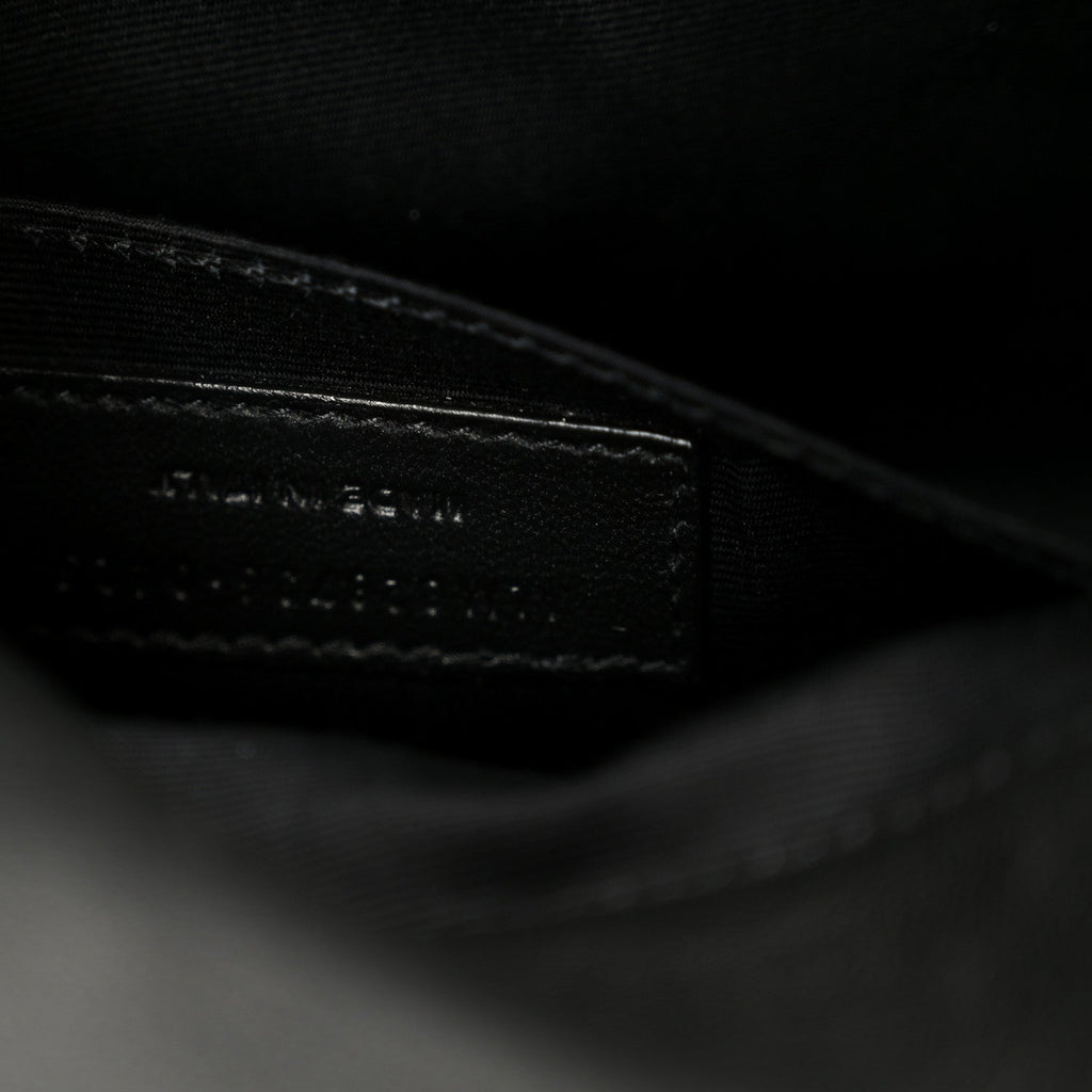 Grained Lambskin Monogram Mini Niki Chain Satchel Black