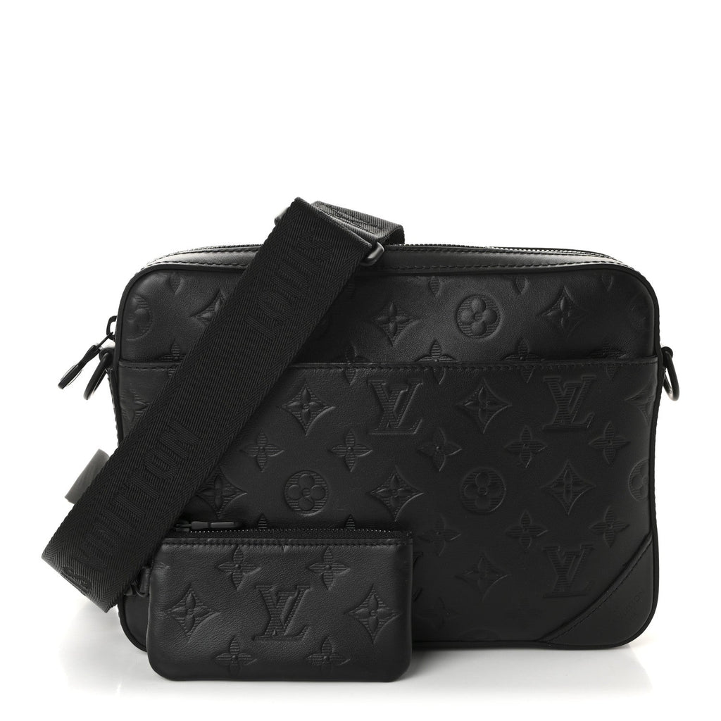 Calfskin Monogram Shadow Duo Messenger Black