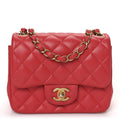 Lambskin Quilted Mini Square Flap Red