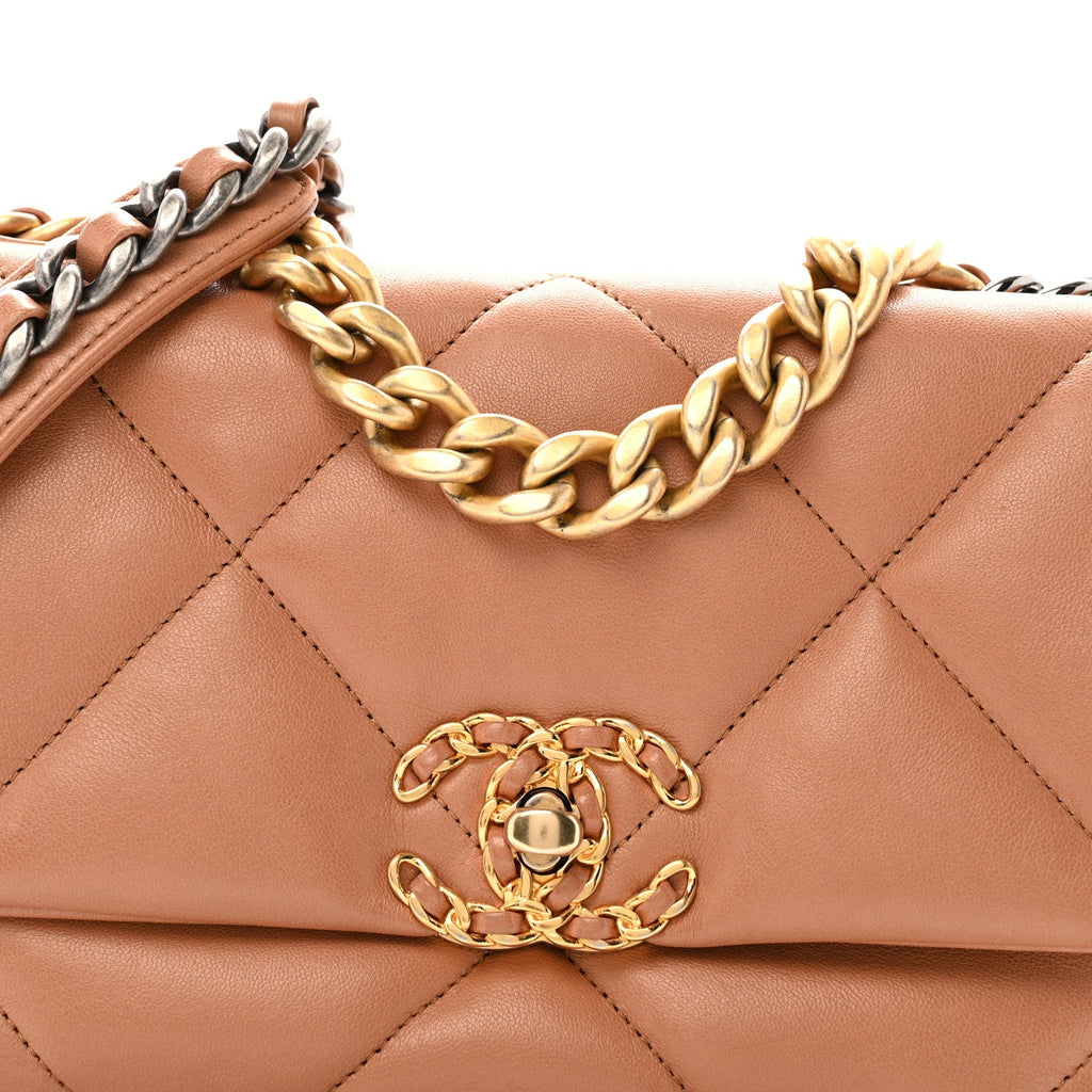 Lambskin Quilted Medium Chanel 19 Flap Brown
