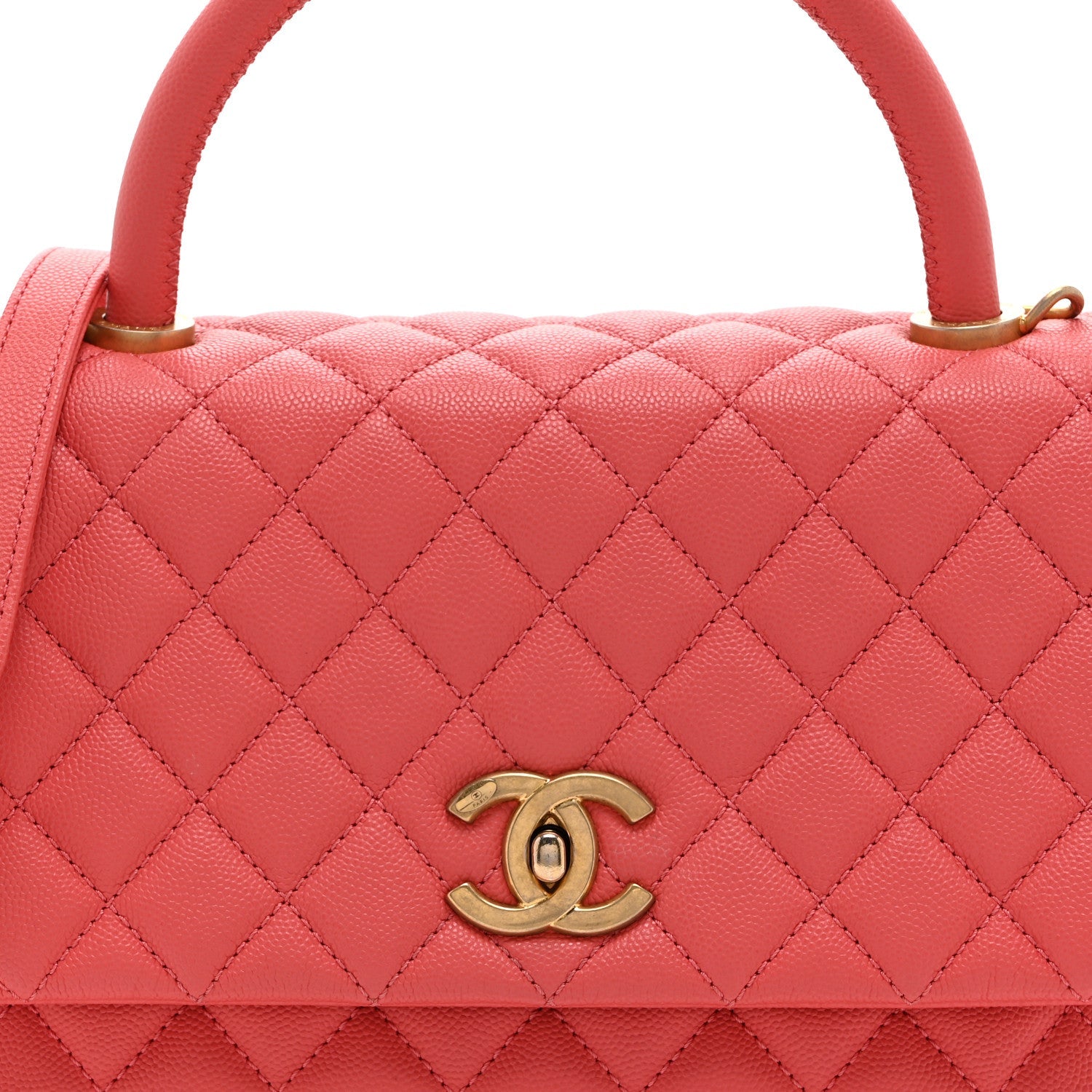 Caviar Quilted Small Coco Handle Flap Pink