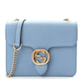 Dollar Calfskin Small Interlocking G Shoulder Bag Mineral Blue