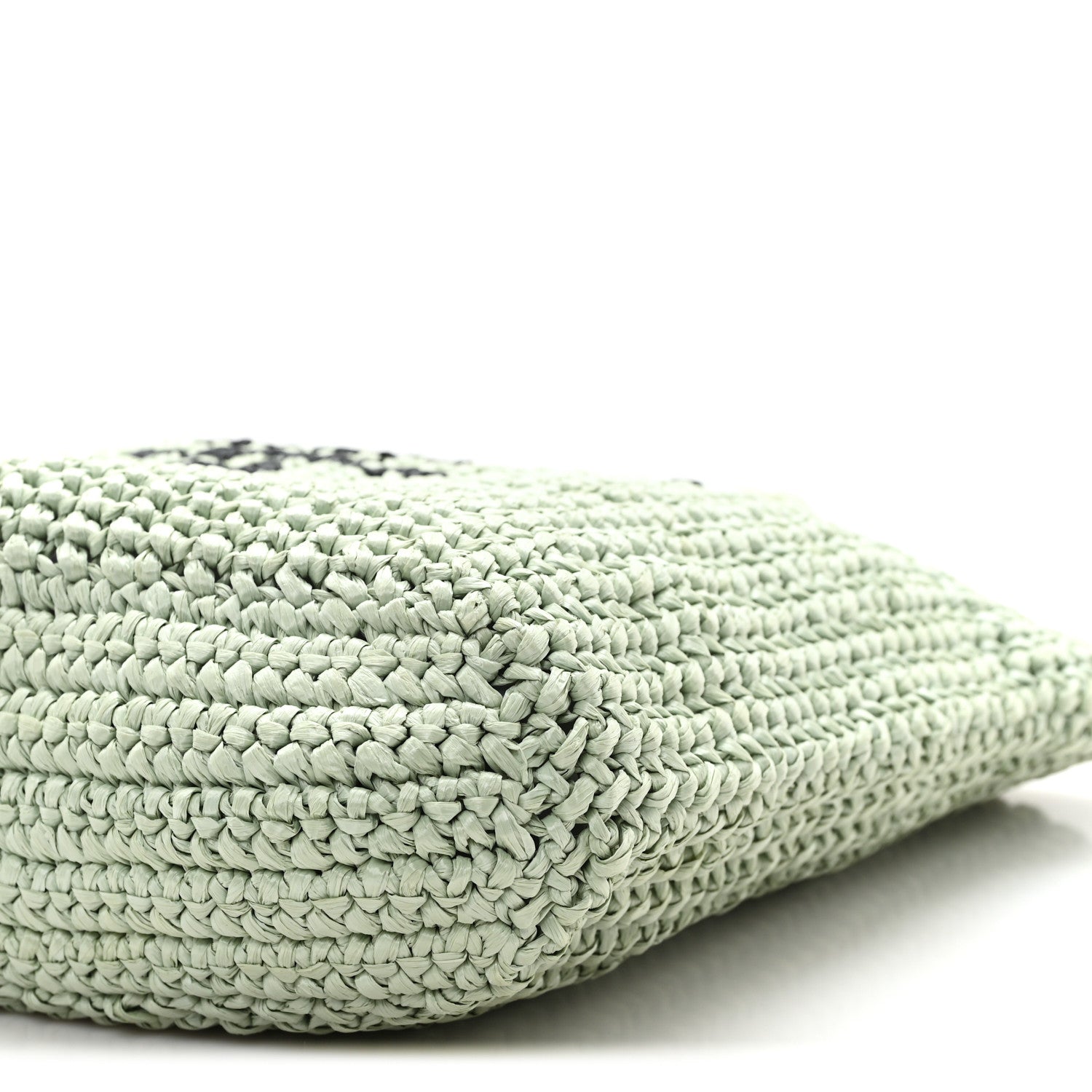 Yarn Raffia Effect Crochet Small Logo Tote Acqua