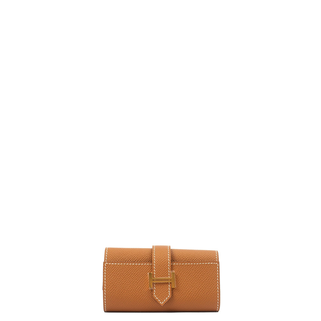 Hermes Wallet Bearn Four Key Holder in Gold, Epsom Leather