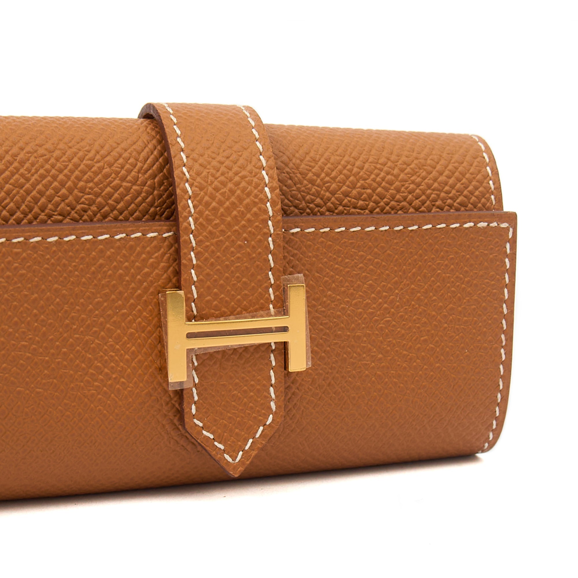 Hermes Wallet Bearn Four Key Holder in Gold, Epsom Leather