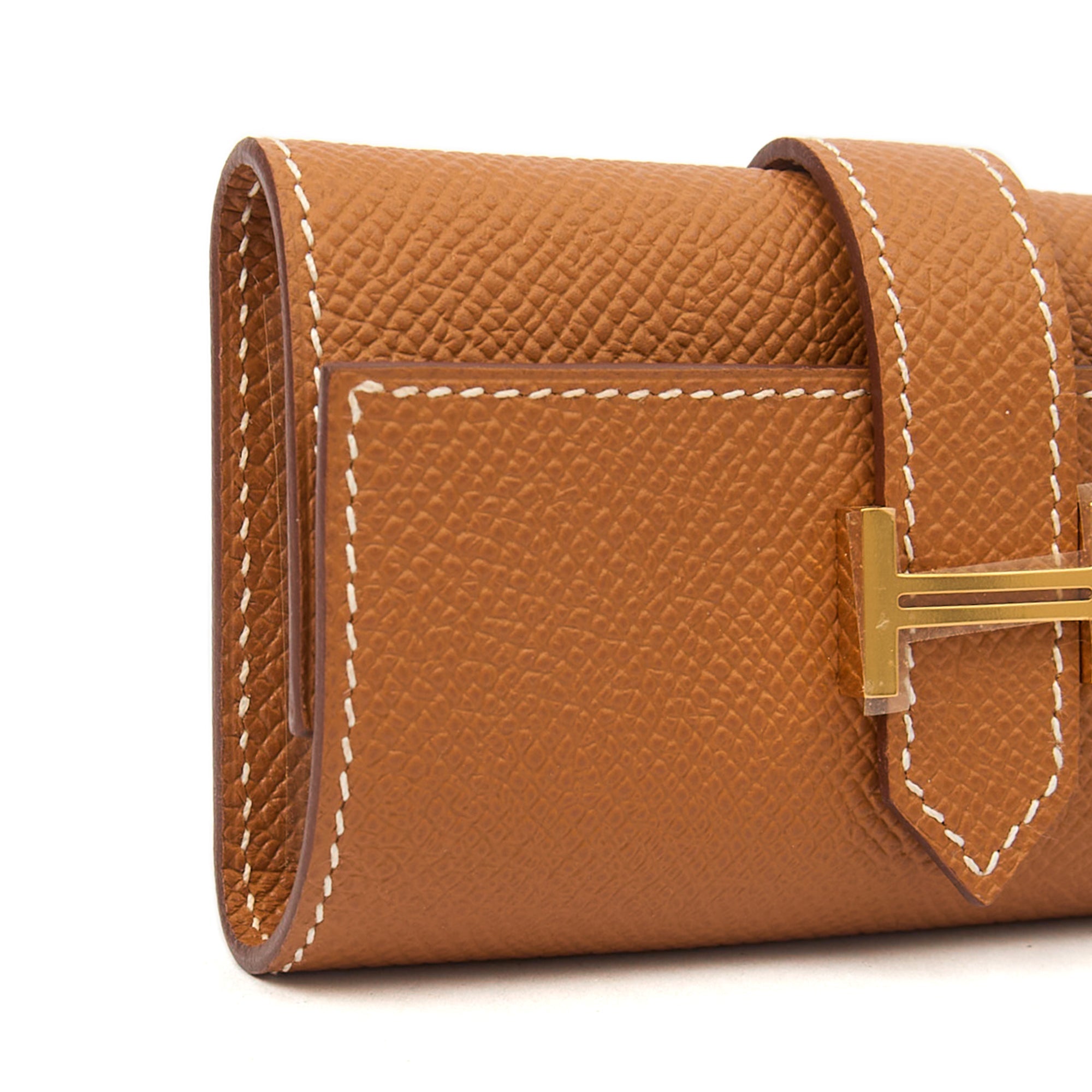 Hermes Wallet Bearn Four Key Holder in Gold, Epsom Leather