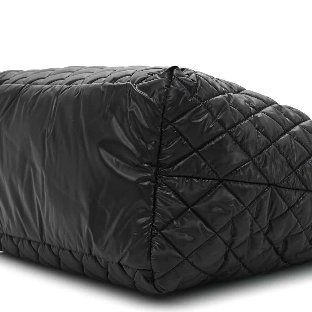 Nylon Quilted Large Coco Cocoon Tote Black