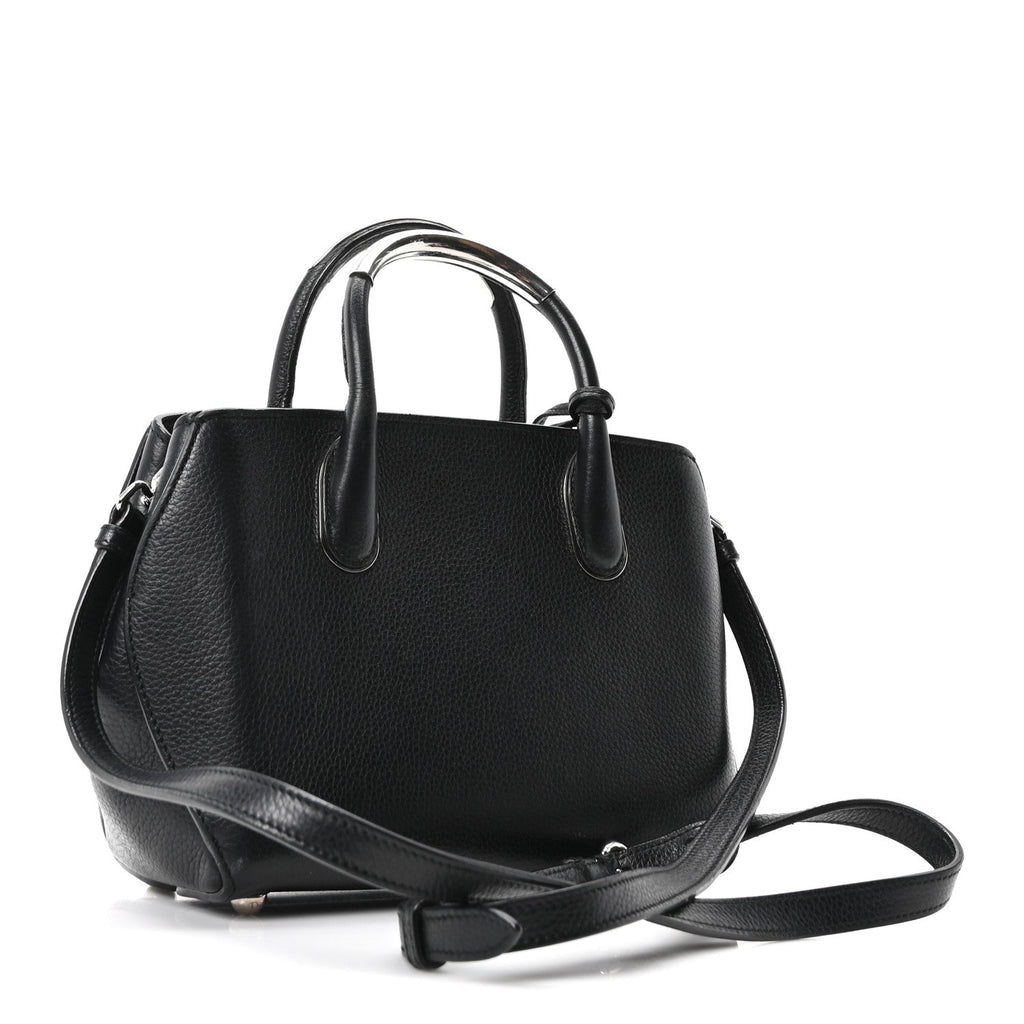 Grained Calfskin Small Open Bar Tote Black