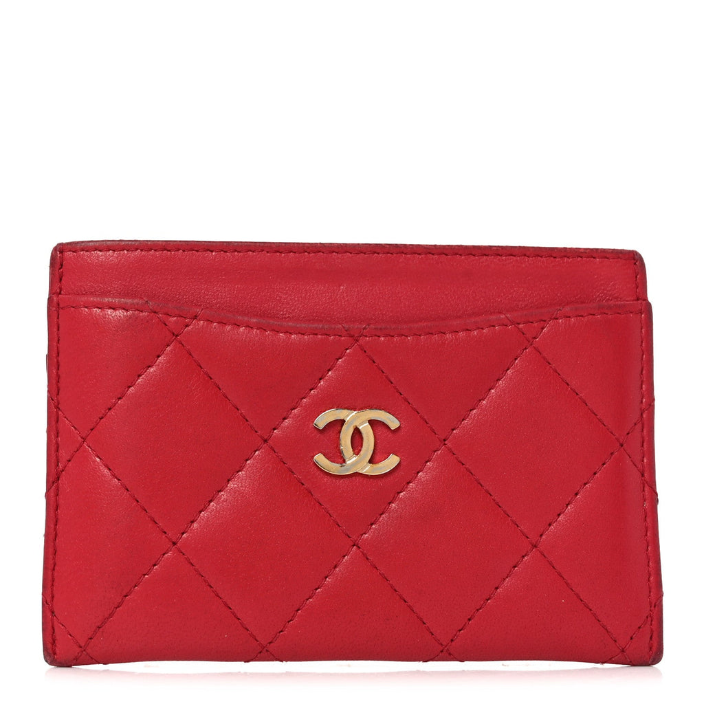Lambskin Quilted  Holder Red