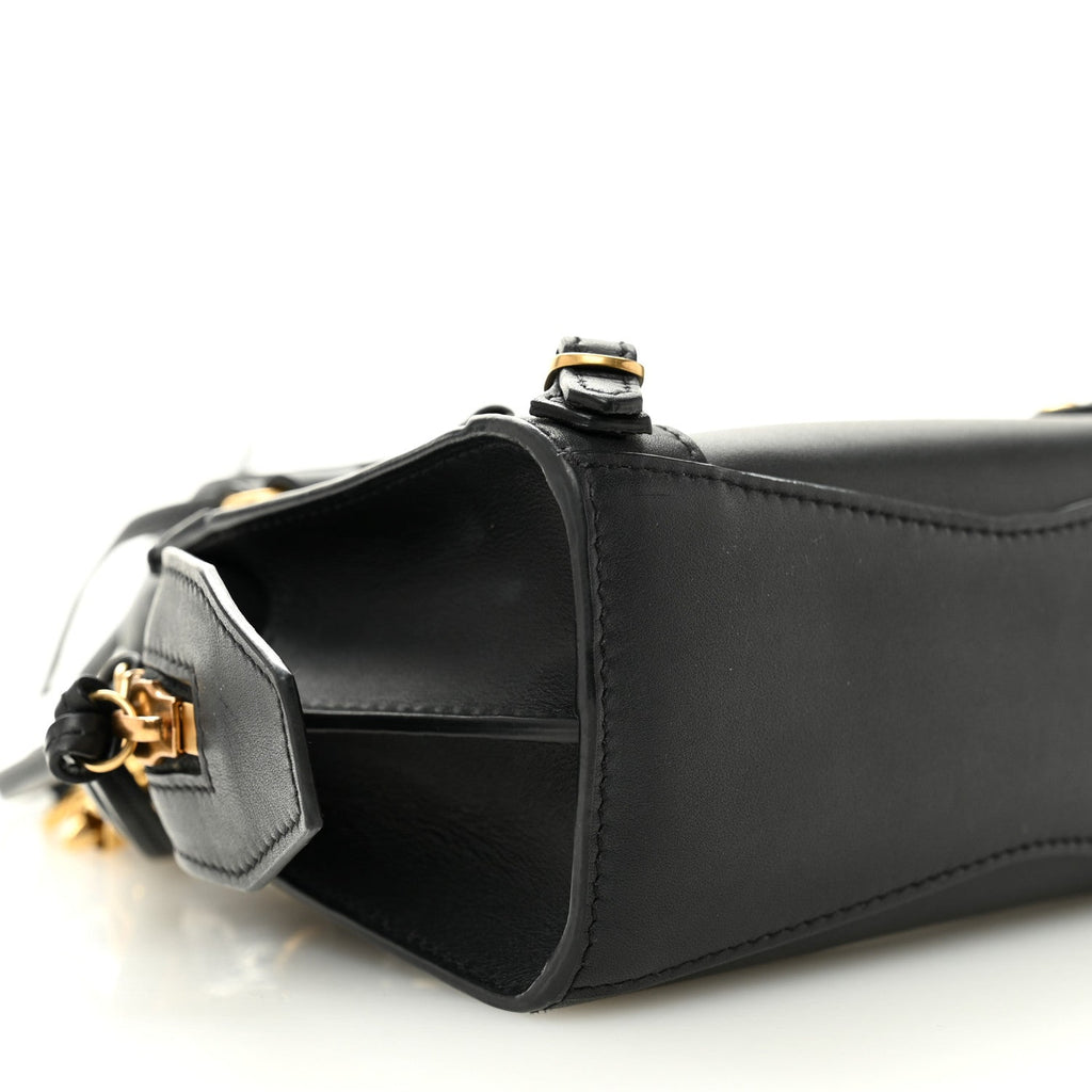 Smooth Calfskin Neo Classic Brass Hardware Nano City Crossbody Black