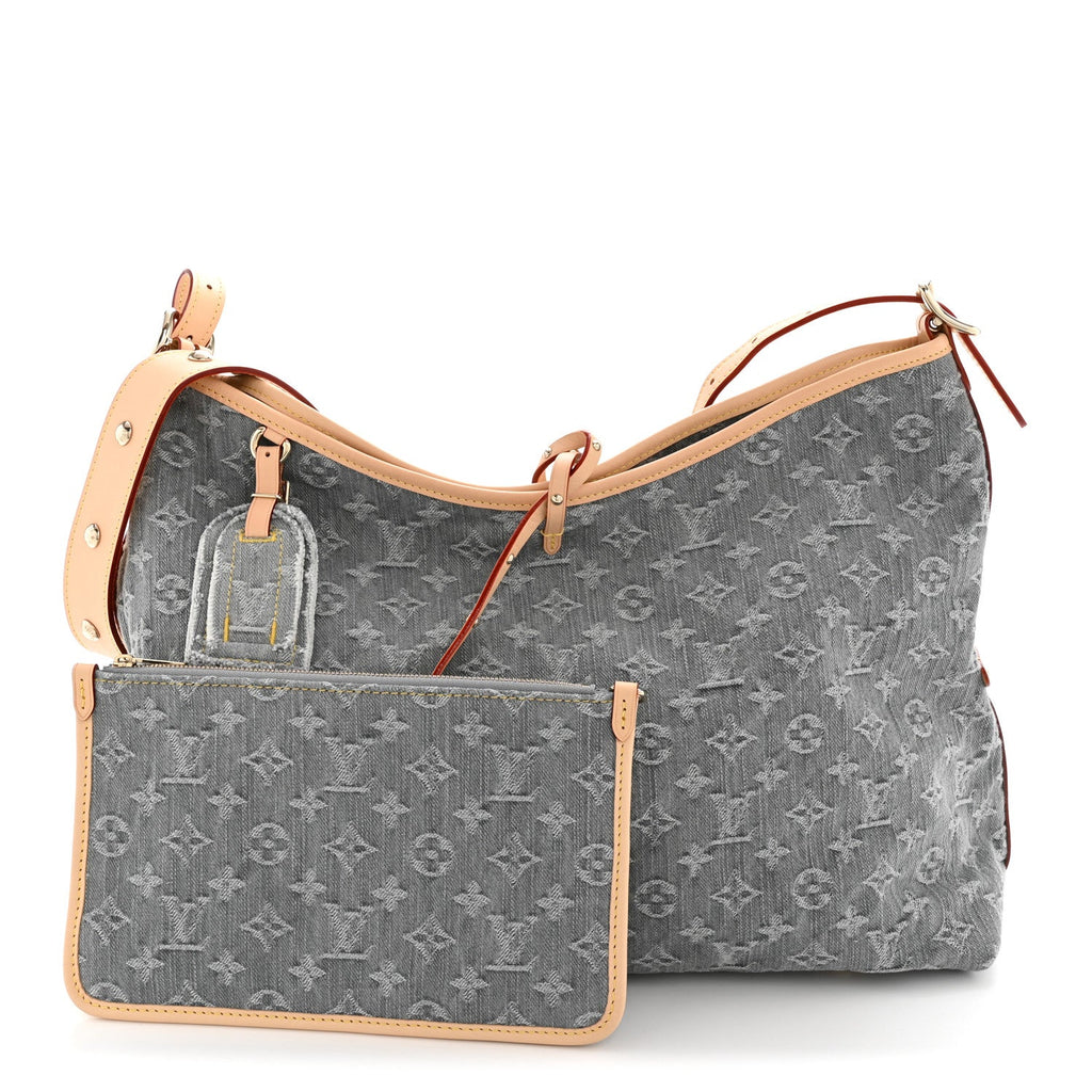 Monogram Denim CarryAll MM Washed Grey
