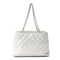 Glazed Calfskin Quilted Small Chain Me Tote Dark White