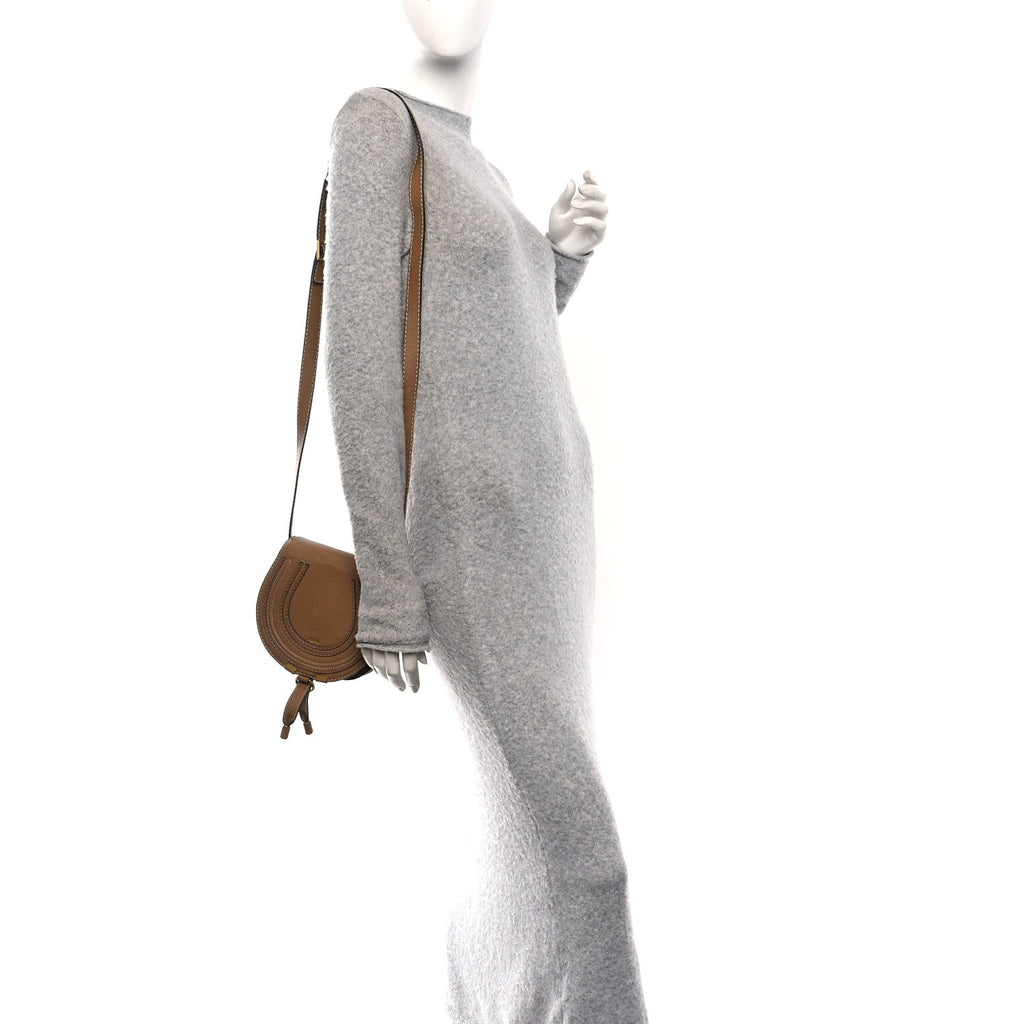 Calfskin Mini Marcie Round Crossbody Bag Nut